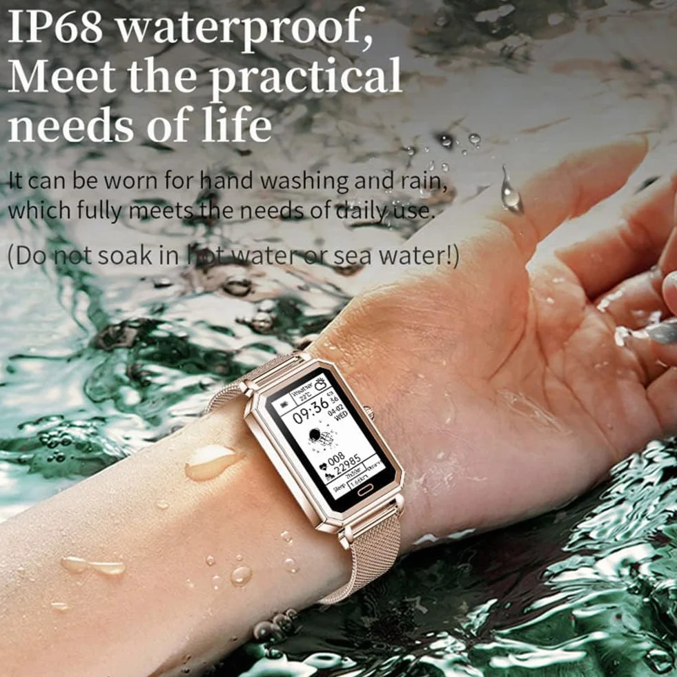 Damski Inteligentny Zegarek Sportowa Bransoletka Bluetooth Wodoodporny Zegarek Fitness Monitor Aktywności Monitor Snu Tętno Monitor Snu Krokomierz Kalorie Moda Smartwatch Dla I, Steel strap