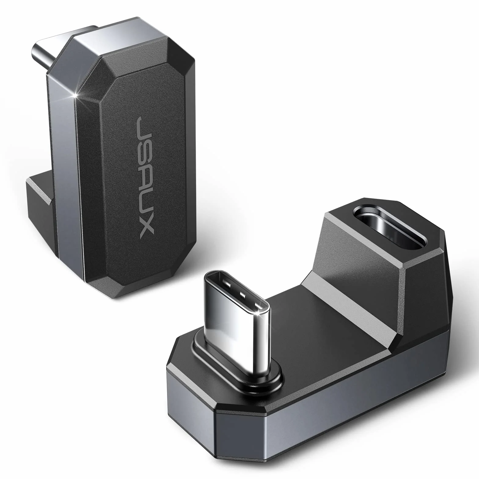 JSAUX Adapter USB C 180 stopni 2 sztuki, wtyczka typu C na gniazdo USB C 4.0, PD 100 W