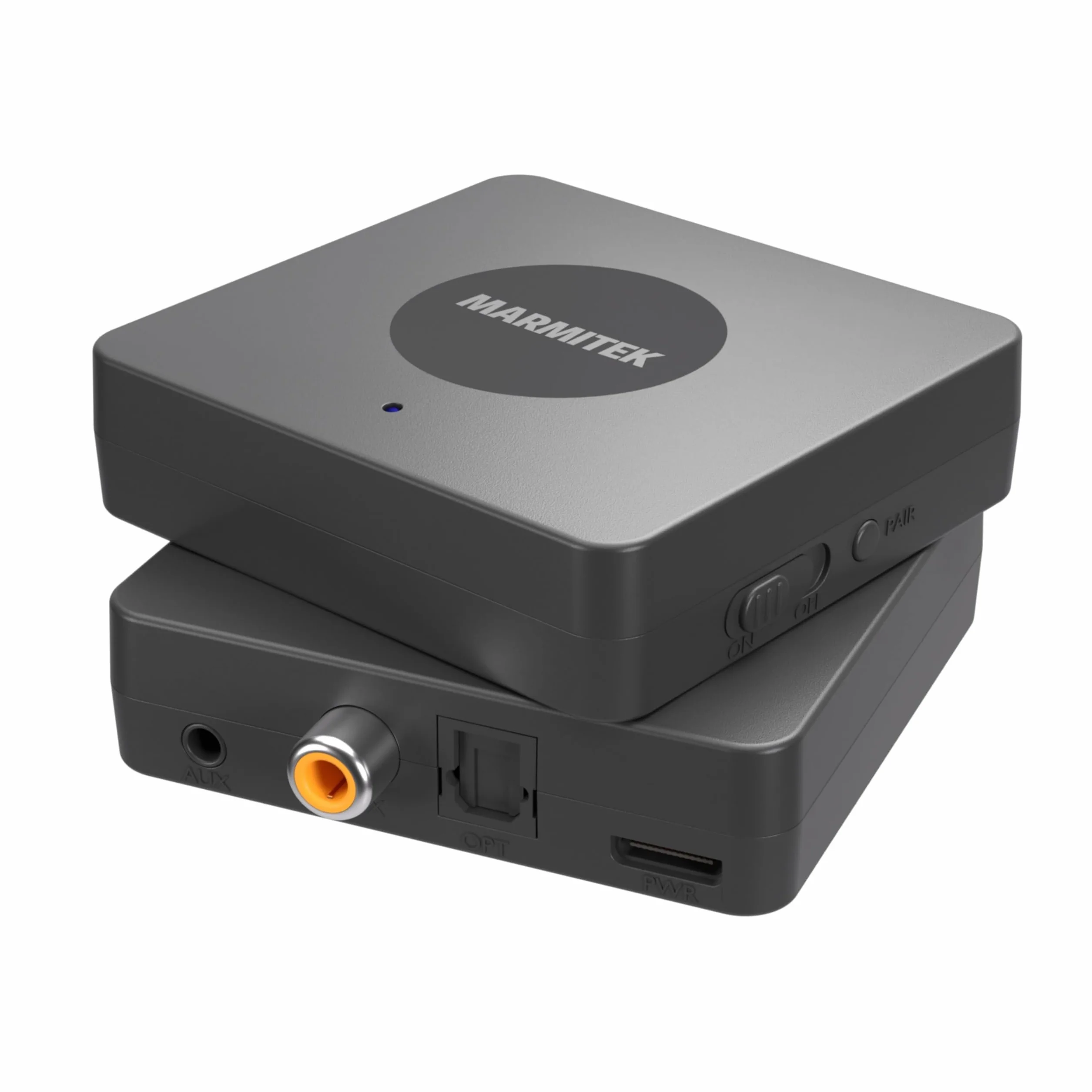 Transmiter Bluetooth TV Marmitek BoomBoom 55 HD - aptX HD aptX Low Latency aptX Adaptive - 2 słuchawki jednocześnie - Toslink coax jack 3,5 mm - nadajnik audio Bluetooth