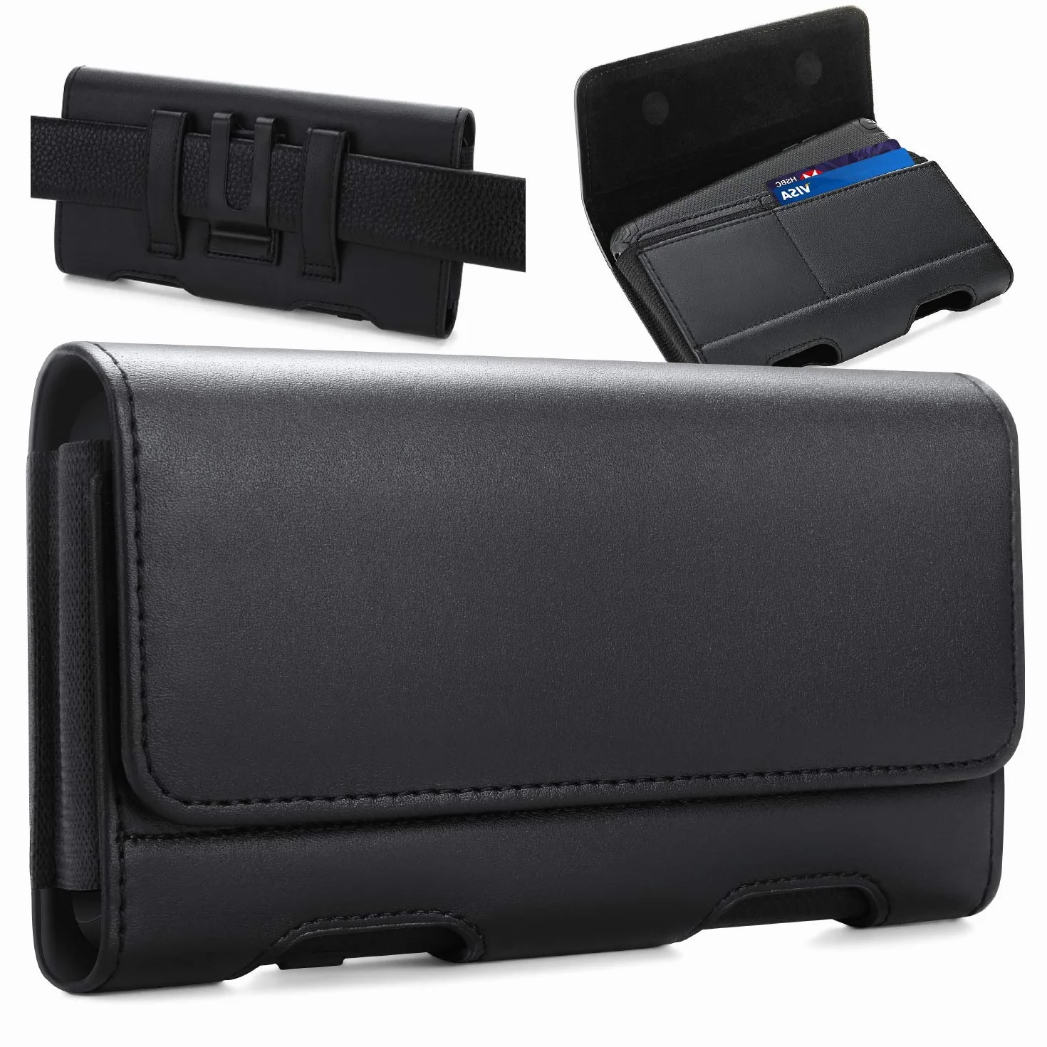 BECPLT Kabura na telefon do Apple iPhone 15 Pro Max 15 Plus 14 Pro Max 13 Pro Max 8 Plus 7 Plus 7 Plus etui z klipsem na pasek, skórzane etui na pasek do Galaxy S23 Plus S8+ S9+S21 FE A73 5G A33 A12