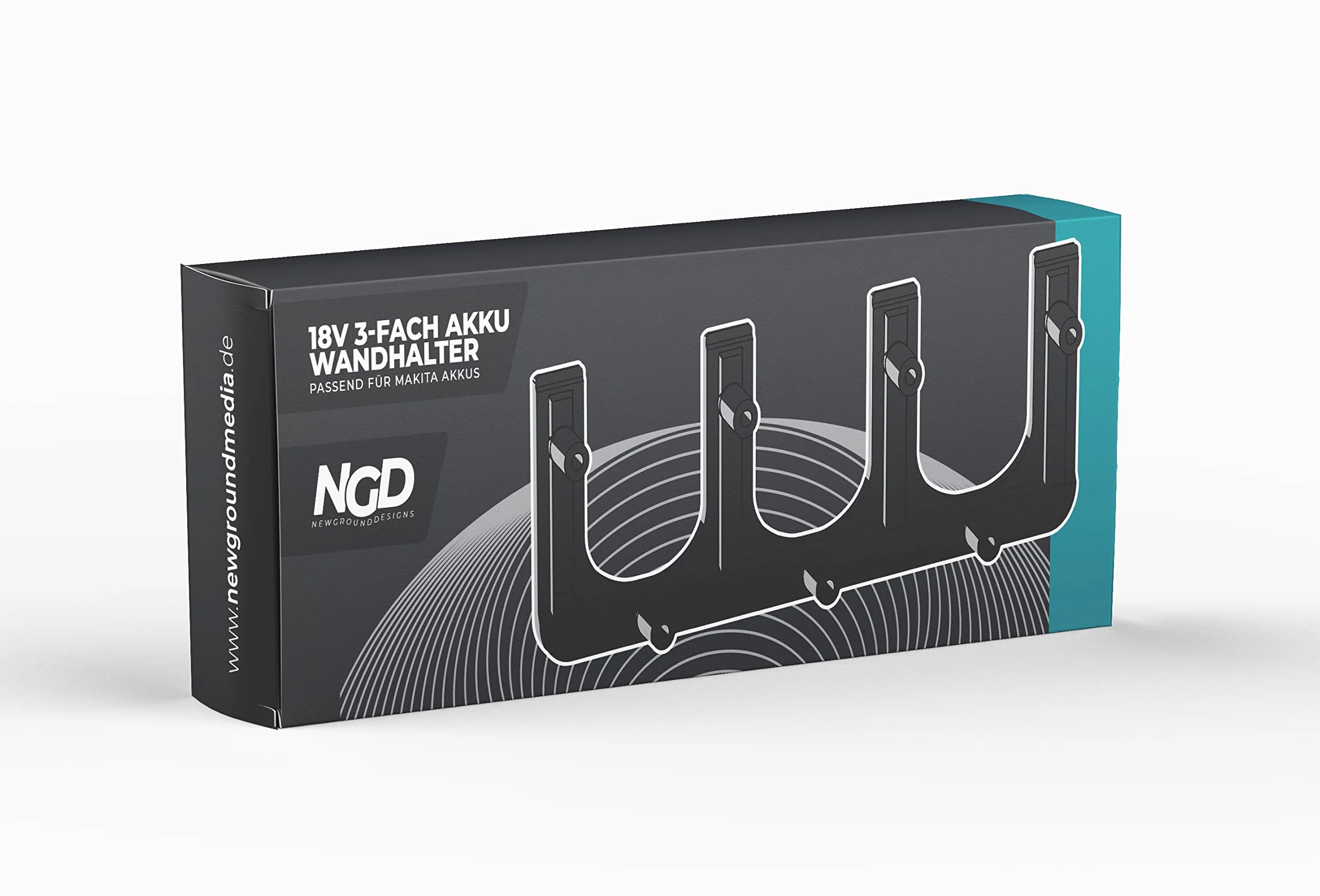 NewGround Designs Uchwyt ścienny na akumulator do Makita 18 V - 14,4 V - uchwyt na akumulator (3 baterie)