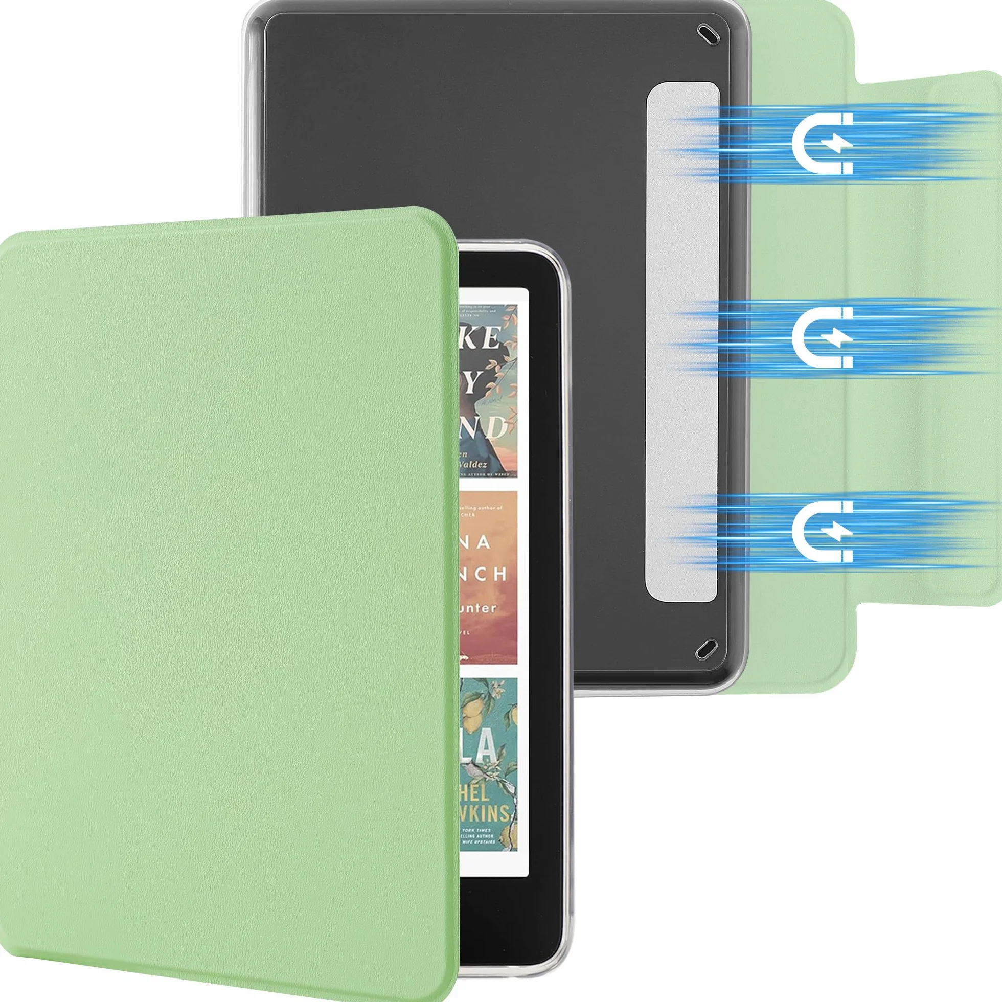 SESENSE Odłączane magnetyczne etui do Kindle 6'' 2024 i 2022 (11 generacji), smukłe etui z PU Shell Cover z automatycznym budzeniem/uśpieniem, zielony matcha