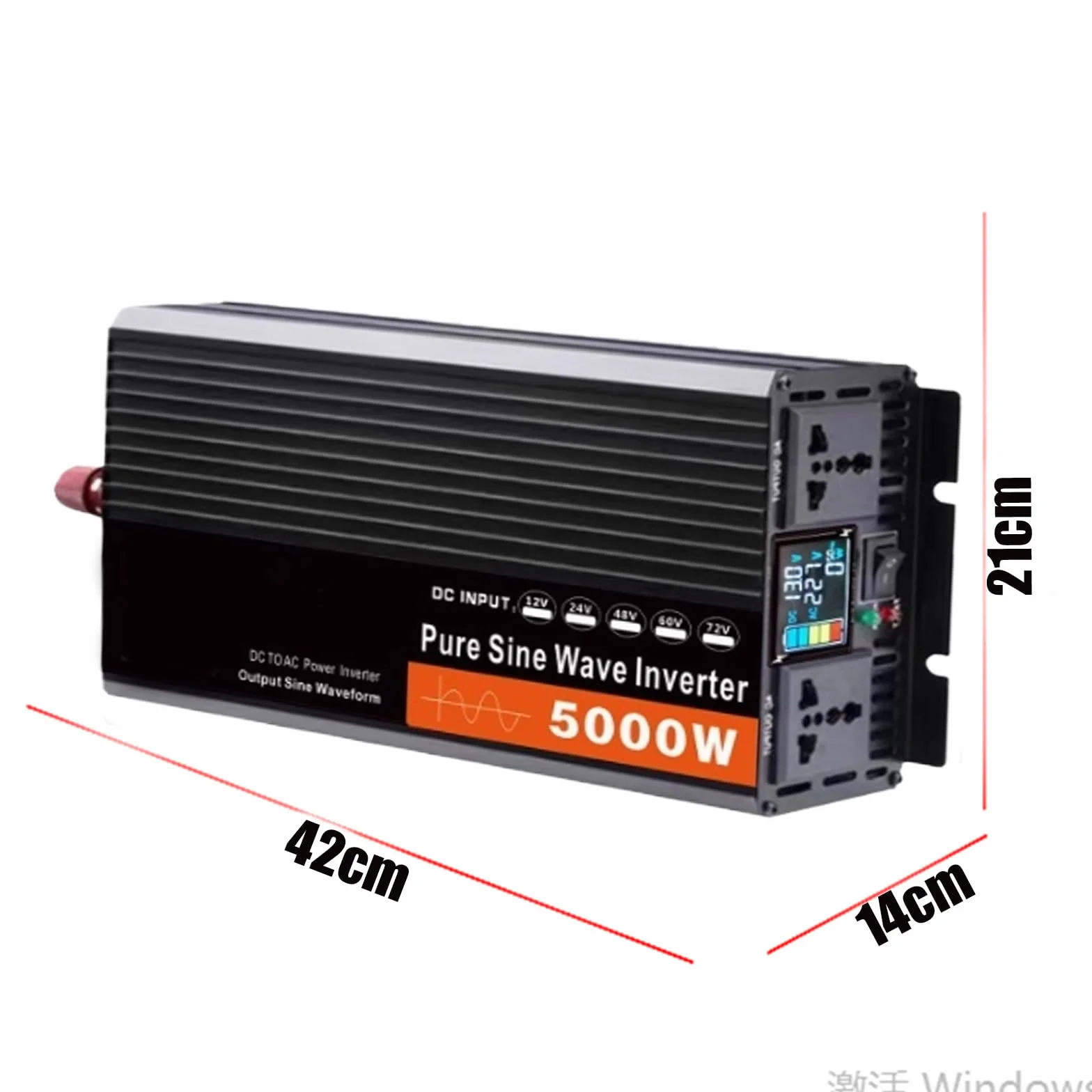 Przetwornica napięcia samochodowego 5000 W Czysta fala sinusoidalna 12 V 24 V 48 V 60 V 72 V do AC 110 V-120 V/220 V-230 V Przetwornica napięcia samochodowego z 2 gniazdami,12V to 230V
