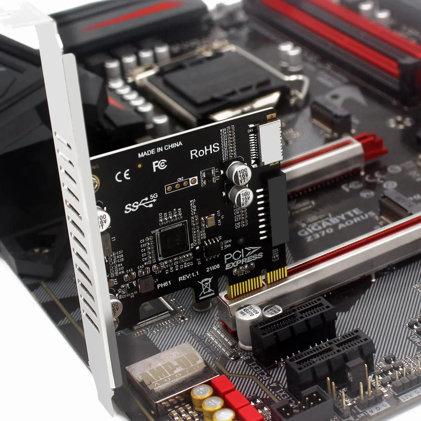 WANGCL Karta PCIE USB 3.0 typu c i port USB karty 5 Gb/s PCIE adapter USB do obudowy komputera rozszerzenie przedniego portu