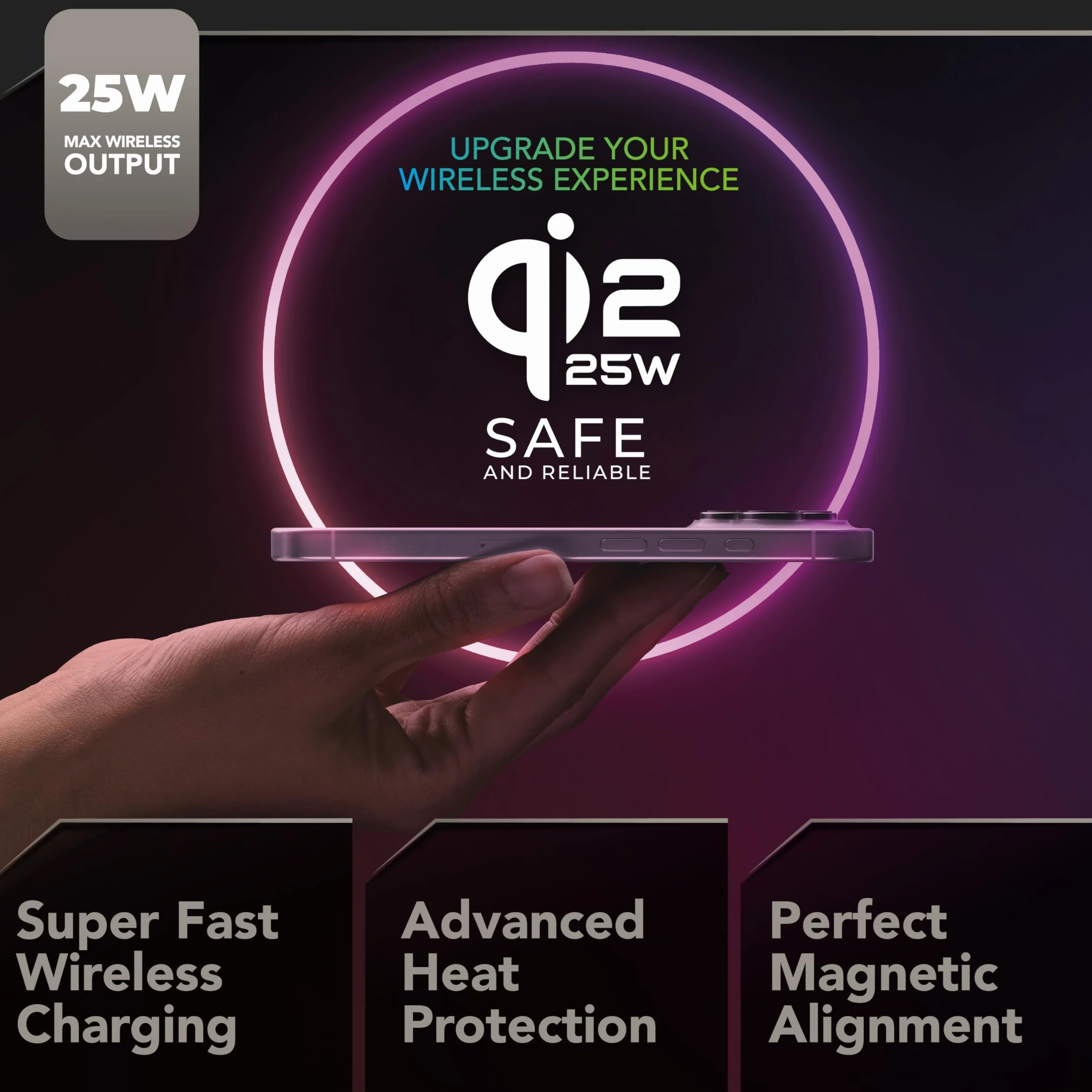Cellularline MAG HOLDER bezprzewodowy uchwyt samochodowy do ładowania 25 W - z nową technologią Qi2.2 - Mocne mocowanie magnetyczne - kompatybilny z bezprzewodowym smartfonem - czarny