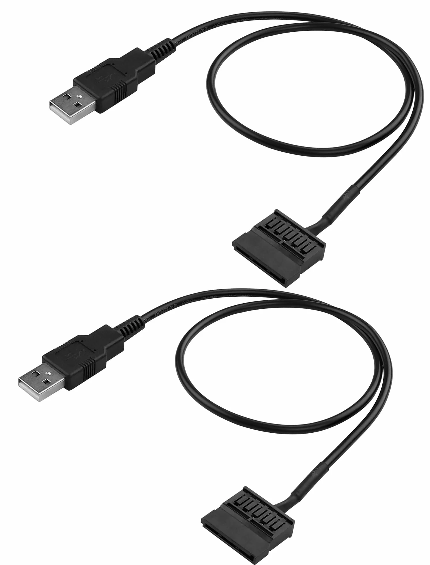 2-pak USB na SATA Power Cable, 50 cm 22AWG Tinned Copper Cord for SATA HDD/SSD 2.5", zasilanie przez port USB / ładowarkę / power bank (bez transferu danych, tylko 5 V, nie nadaje się do
