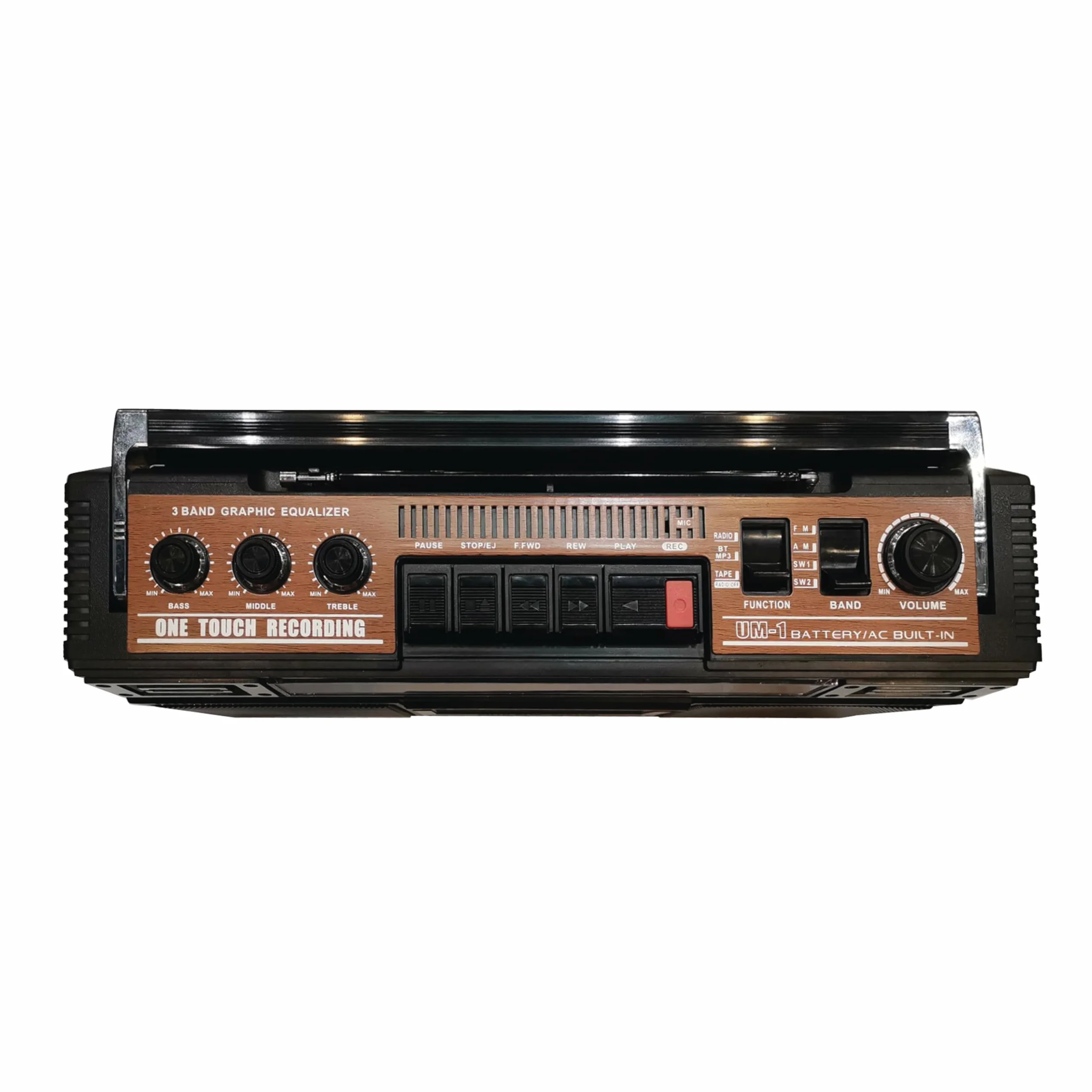 Supersonic SC-3201TBTWOD Bluetooth Retro 4 Band Radio Cassette USB Wood