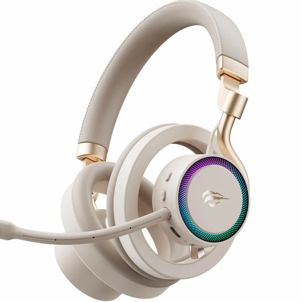 HAVIT Gamenote Fuxi-H8 RGB Gaming Headset – Over-Head Style, sterownik 32 mm, 6 trybów pracy (złoty)