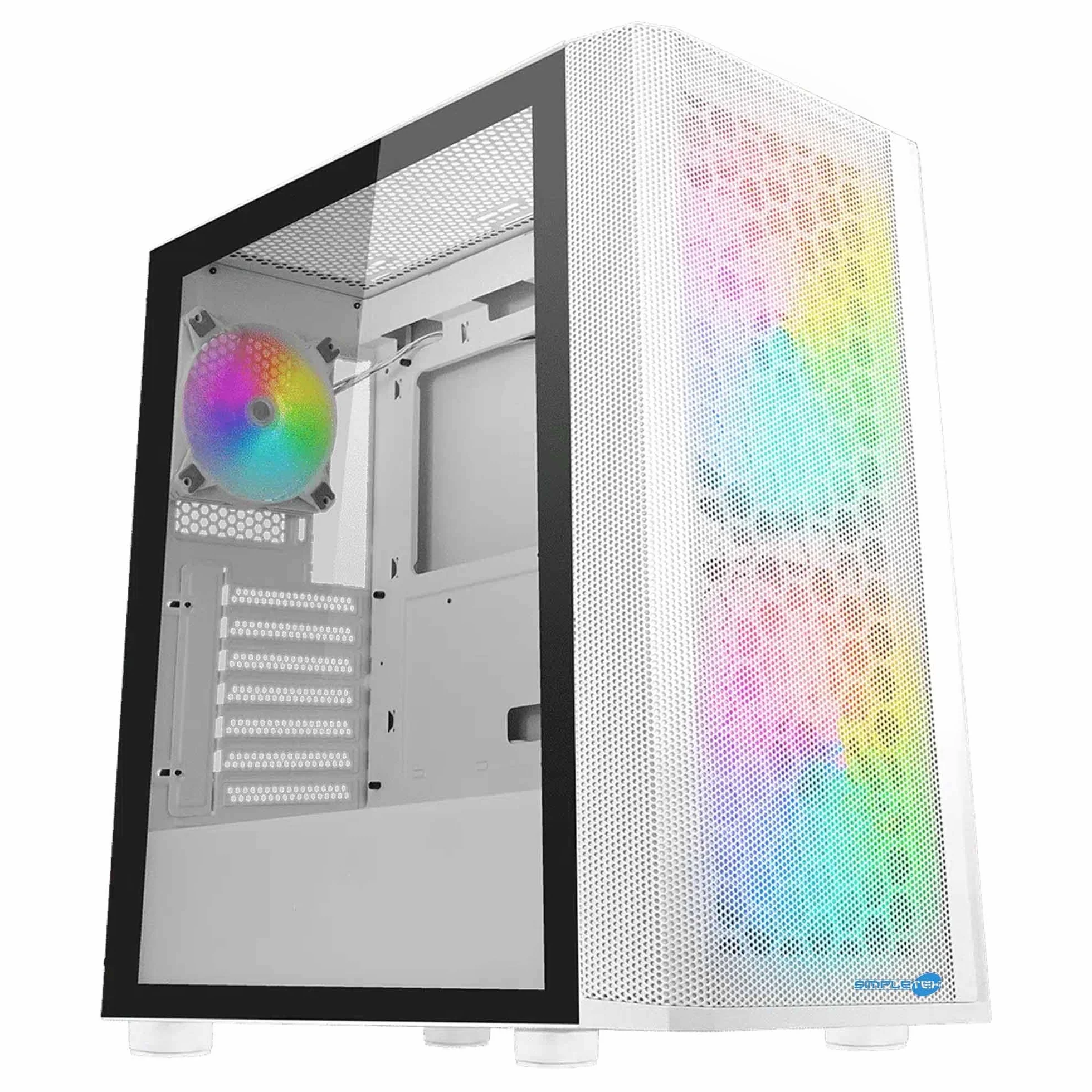 SIMPLETEK - Obudowa RGB biała - kompatybilna z Noua Orizon M111 | E-ATX m-ATX mini-ITX ATX - 2x 3,5" - 1x 2,5" | bez zasilacza