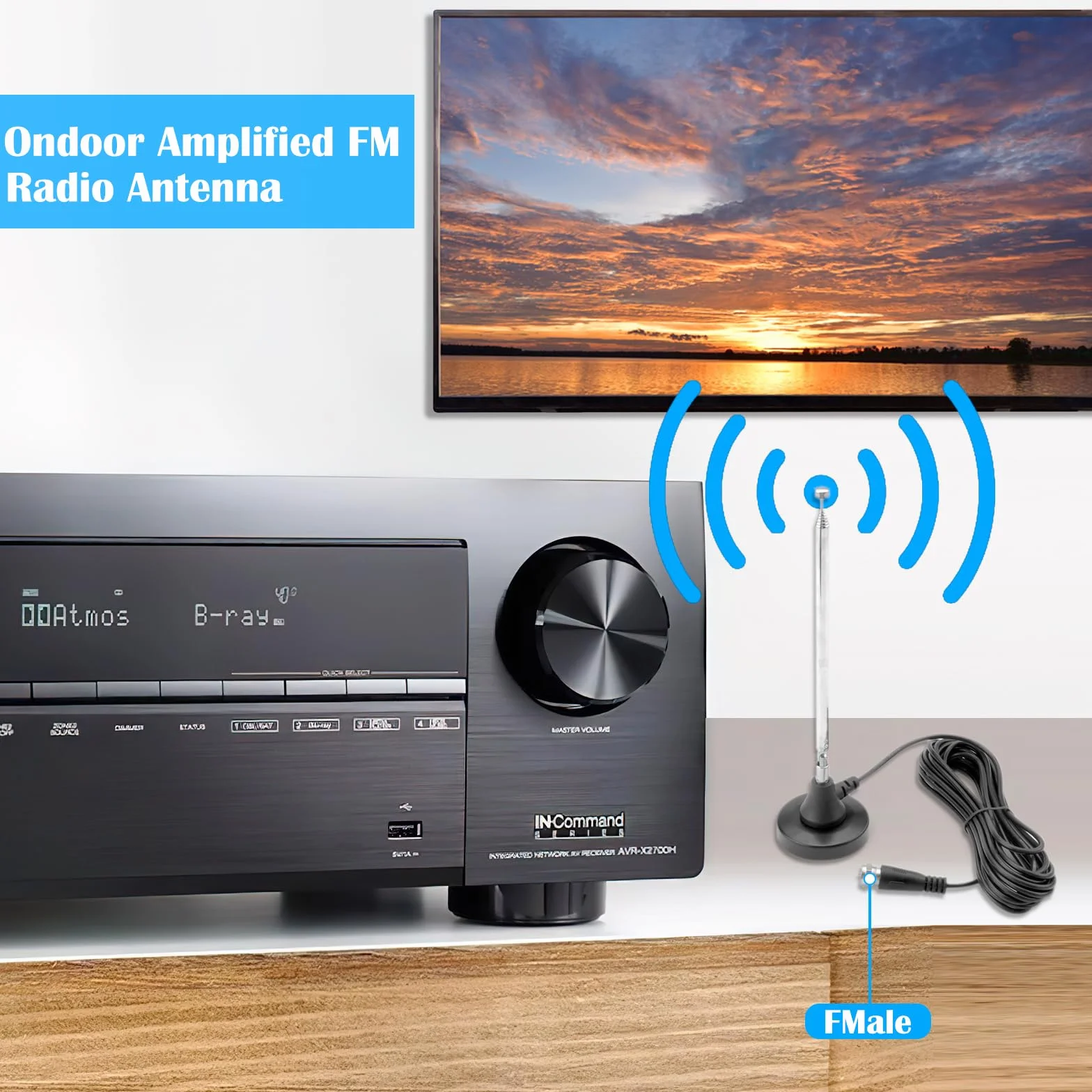 Antena radiowa DAB FM teleskopowa z podstawą magnetyczną kabel 3 m 75 omów DAB+