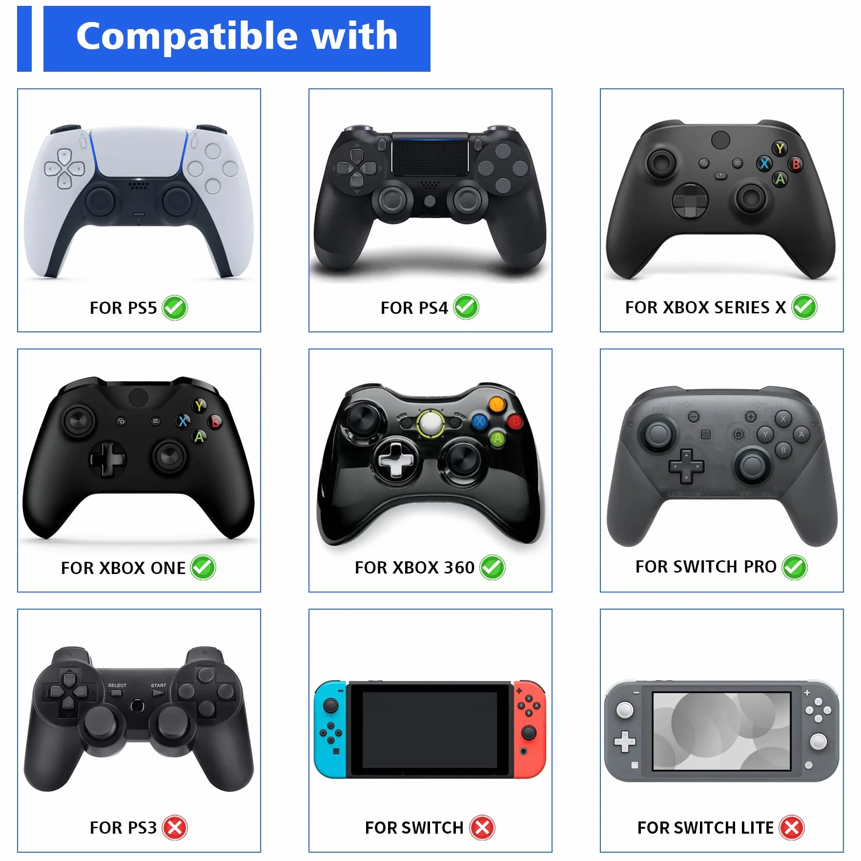 PlayVital 4PCS Thumb Grip Caps do PS5 Controller Nakładki na kciuk PS4 Analogowa Osłona Sztyftu Xbox Series X/S Switch Pro