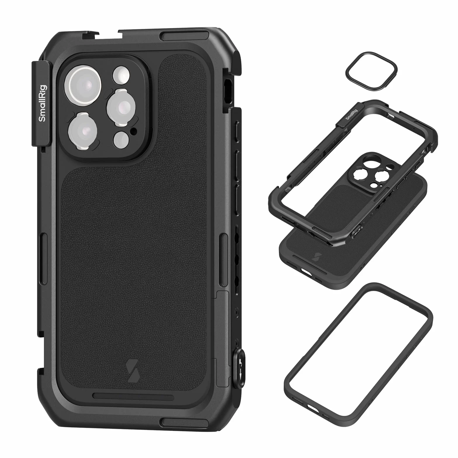 SMALLRIG Mobile Video Cage dla iPhone'a 16 Pro Max, Phone Cage z etui na telefon z tylną płytą obiektywu z mocowaniem T, obsługa MagSafe, zestaw wideo z szybkim zwalnianiem do nagrywania - 4827