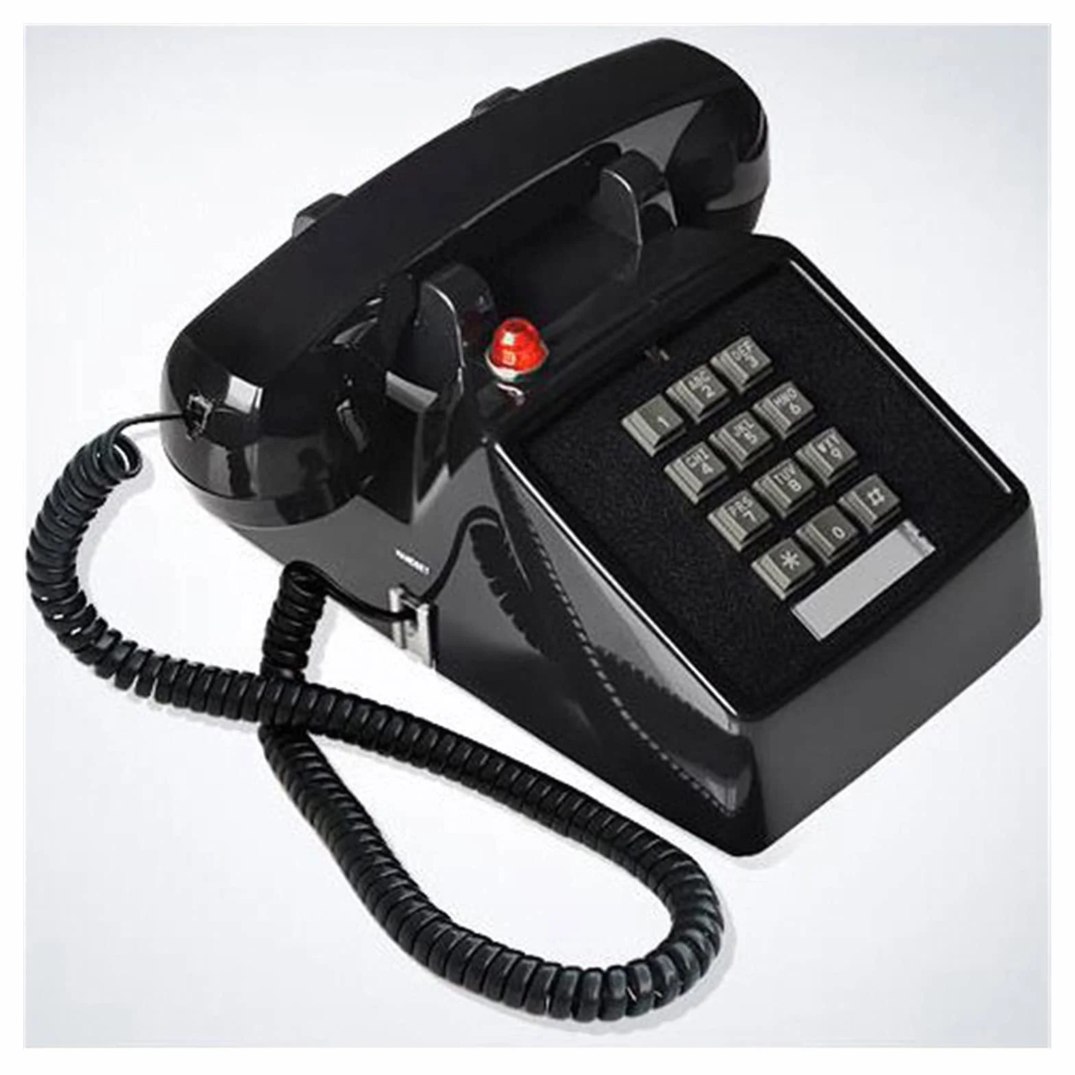 Retro Design przewodowy telefon stacjonarny - klasyczny vintage staromodny styl wybierania przycisków stół biurko biuro dom biuro spiralny przewód słuchawka z wybieraniem przycisków, standardowe