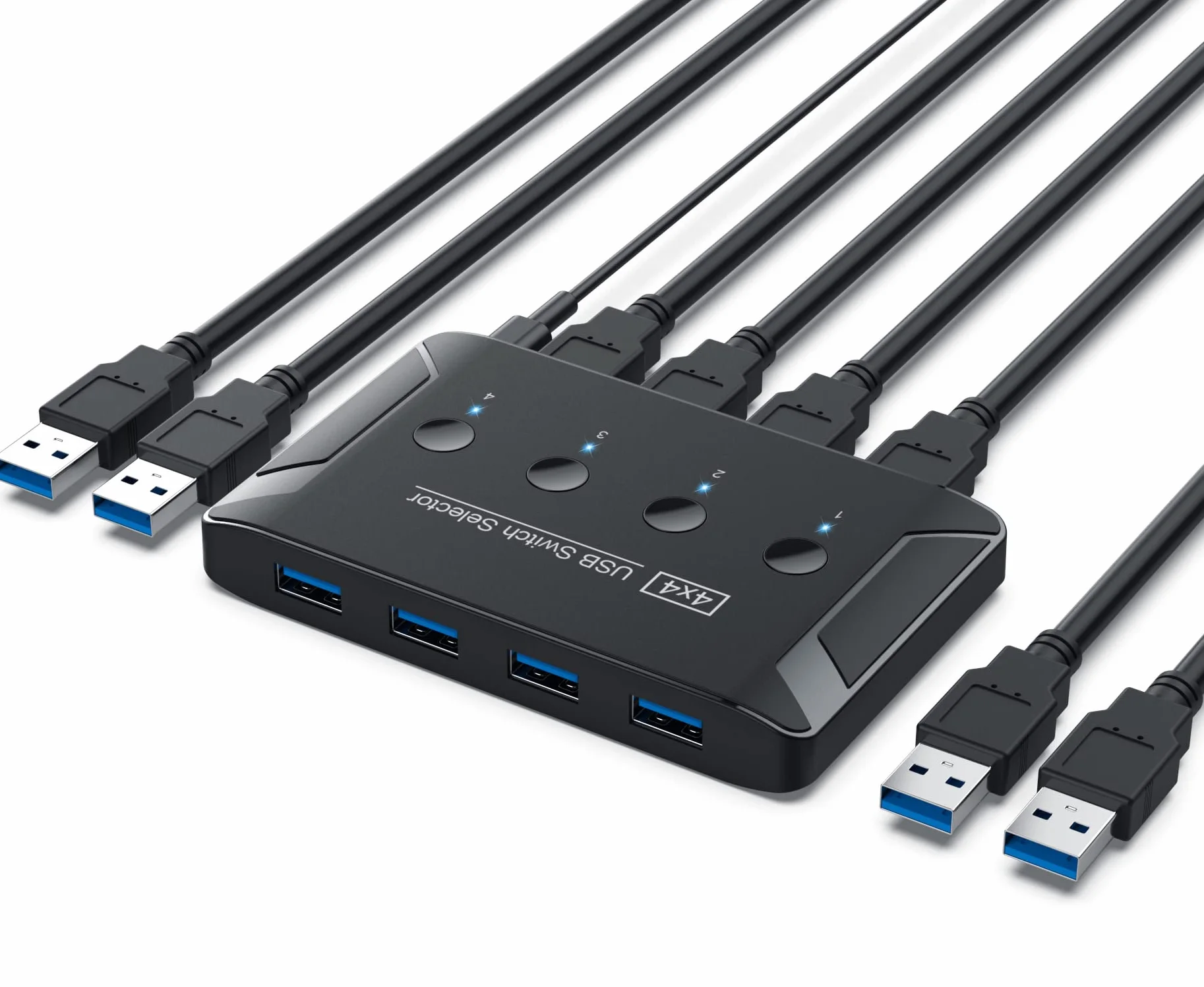 Wysokiej jakości przełącznik USB 3.0 do komputerów współdzielonych z 4 urządzeniami USB do klawiatury, myszy, drukarki, skanerów, urządzeń kompatybilnych z systemami Mac/Windows/Linux