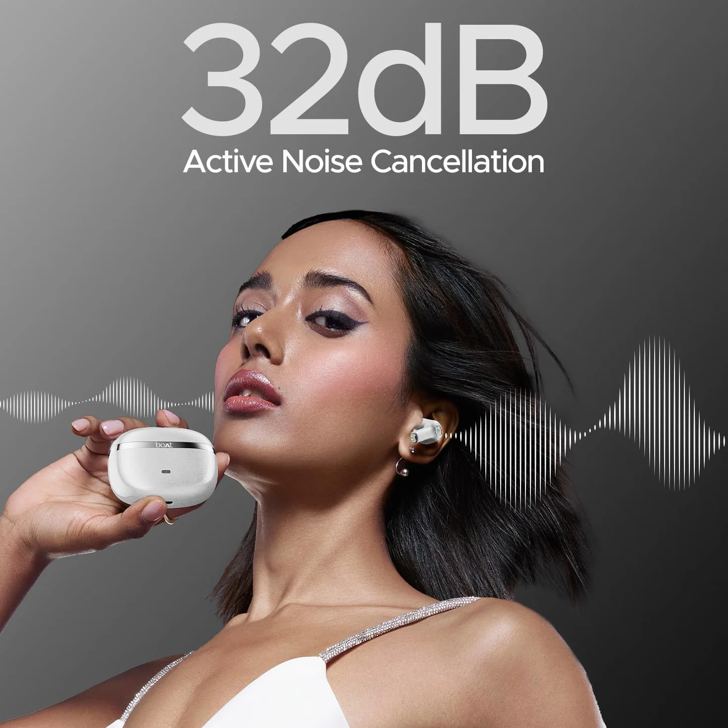 boAt Nirvana Ion ANC, aktywna redukcja szumów (~ 32dB), bateria 120 godzin, obsługa aplikacji, Crystal Bionic Sound, 4 Mics ENx, v5.3 Bluetooth TWS słuchawki douszne bezprzewodowe z mikrofonem (kwarc