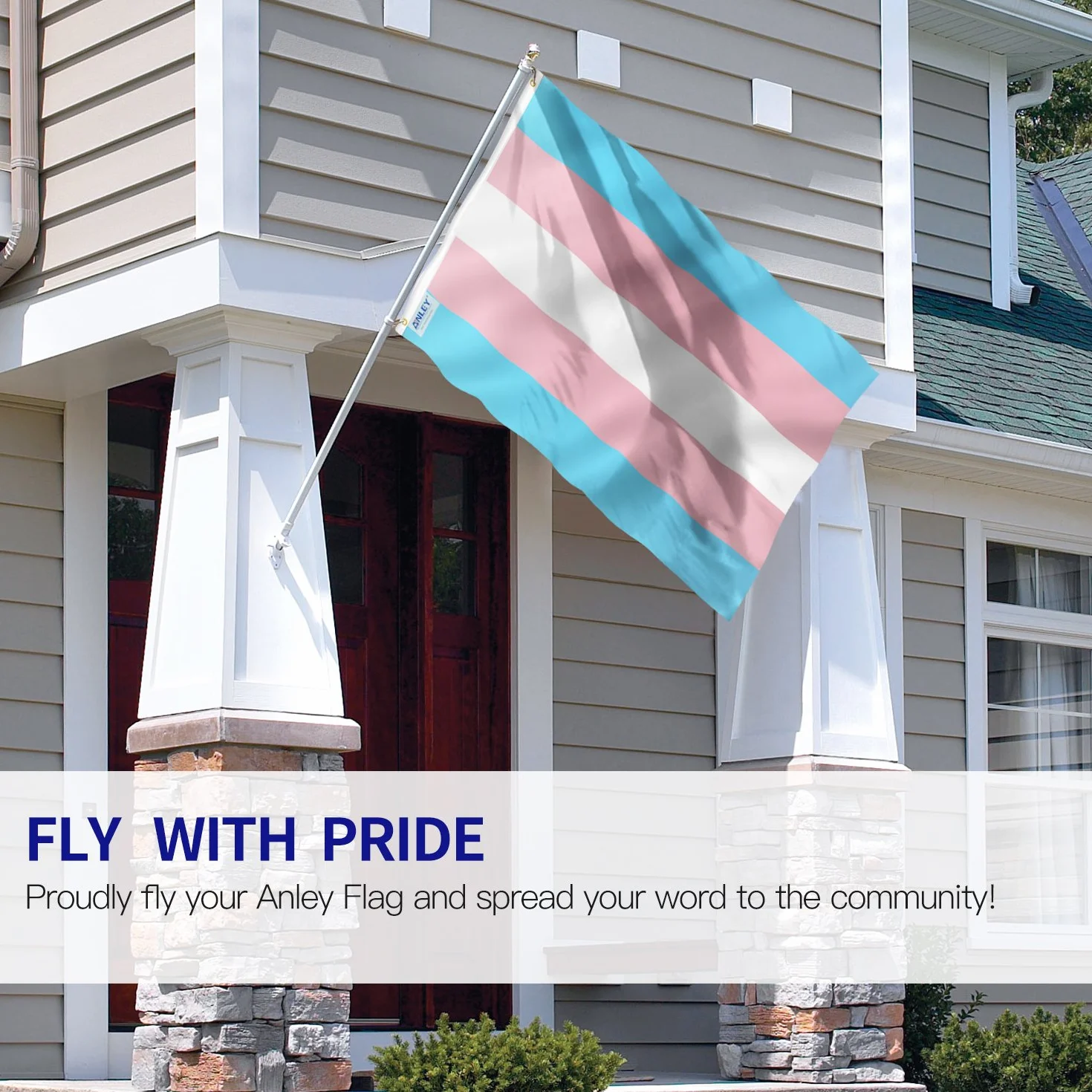 Anley Fly Breeze 3x5 Foot Transgender Flag - Żywy kolor i odporność na blaknięcie - Płócienny Nagłówek i podwójne szwy - Ró?owe niebieskie t?czowe flagi Poliester z mosiężnymi przelotkami 3 x 5 stóp