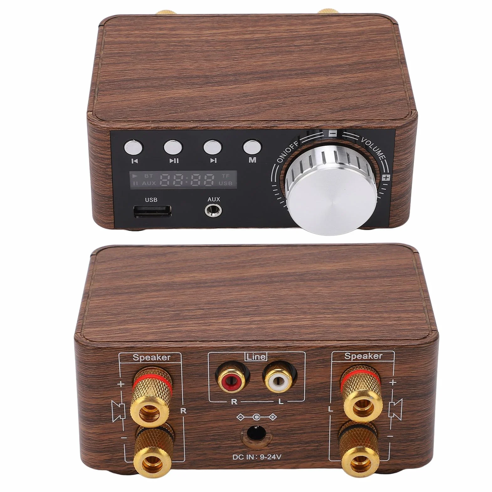 Domary Cyfrowy Wzmacniacz Audio HIFI Stereo 50W X 2 z 5.0 do Domowych Systemów Audio Stylowy Kolor Mahoniowy