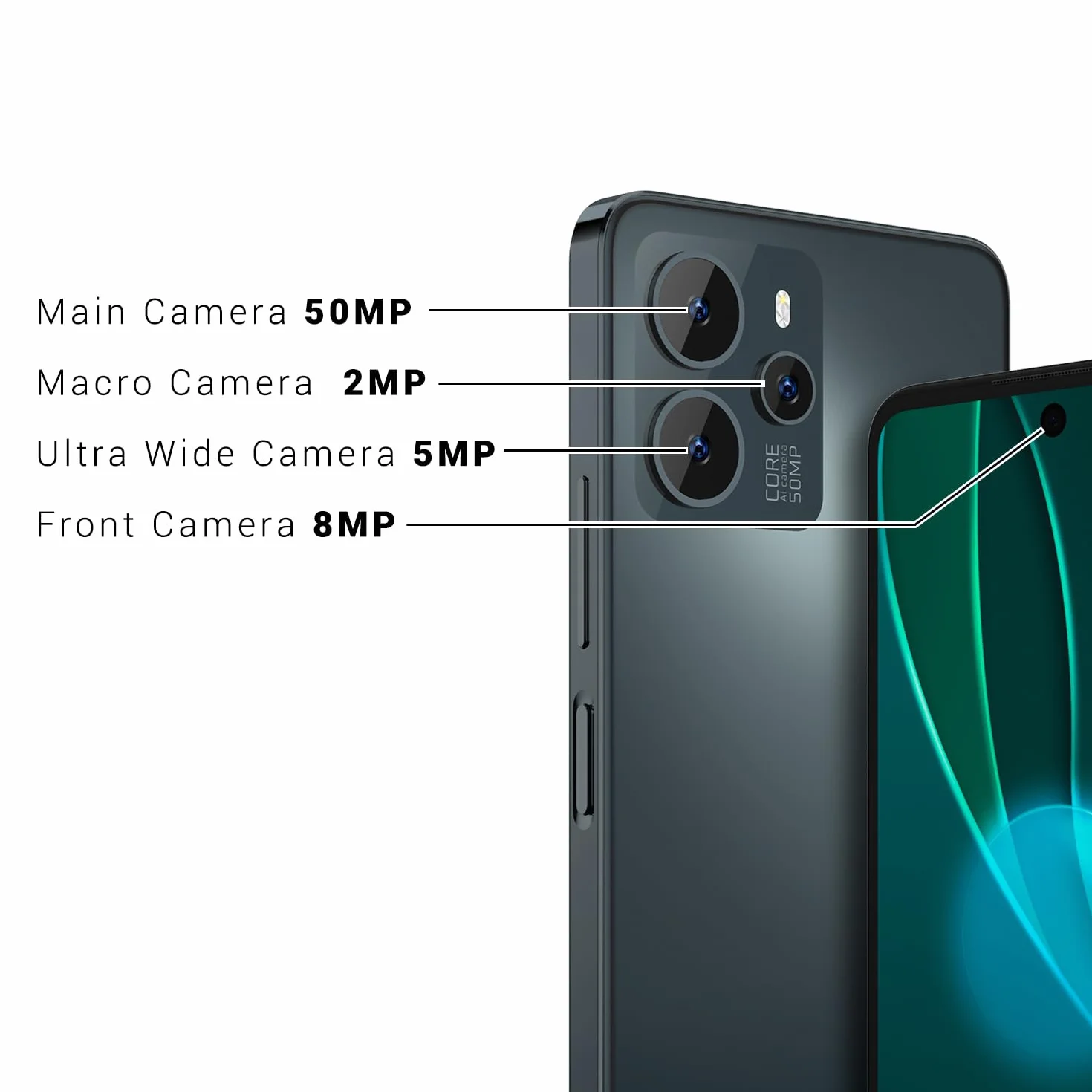 SPC Discovery Pro smartfon 6+128 GB, wyświetlacz 6,8" Full HD+, potrójny aparat IA (50 MP+5 MP+2 MP), NFC, szybkie ładowanie, odblokowanie twarzy i odcisków palców, 4G, OctaCore, 5000 mAh, Android 13