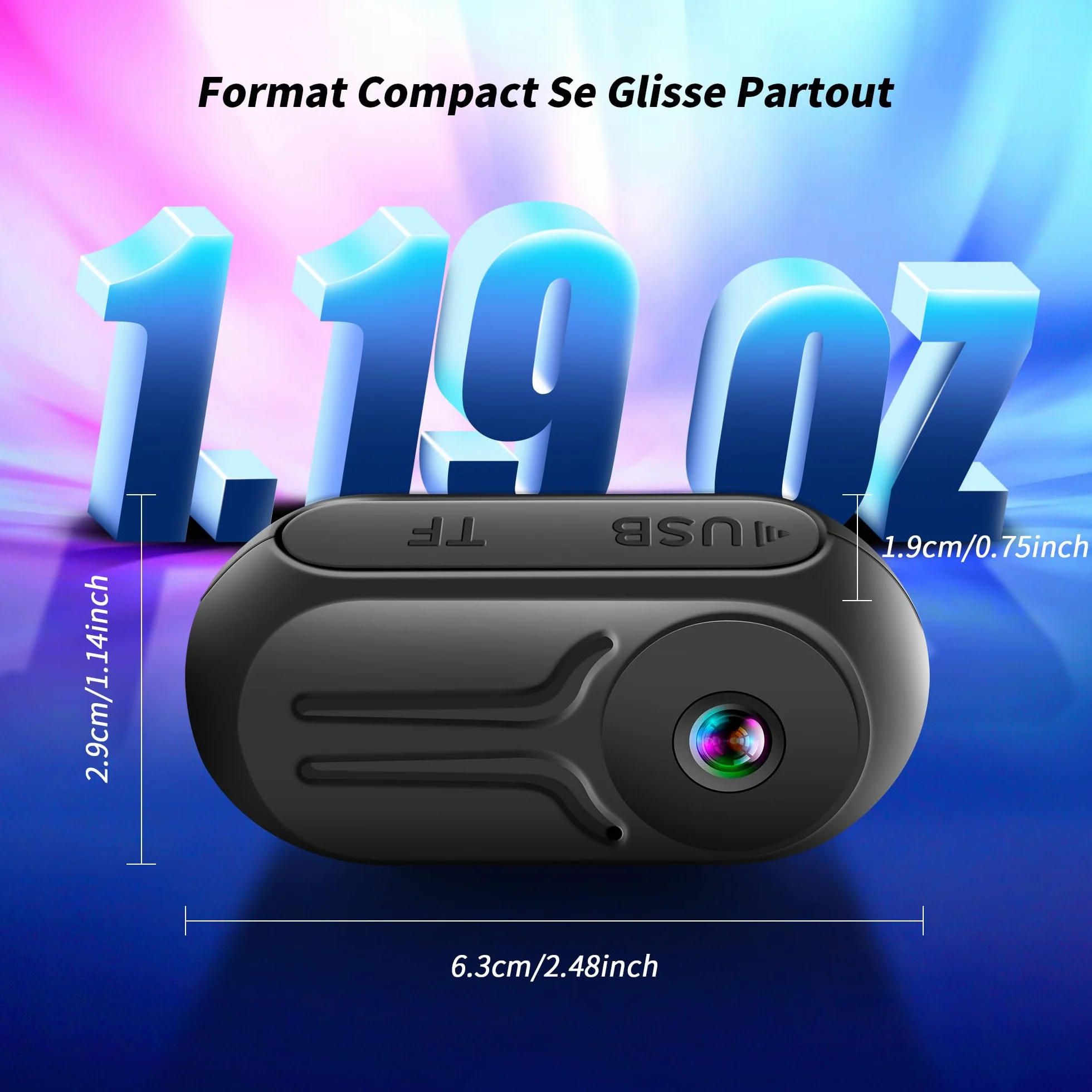 Mini kamera sportowa 1080p z kartą 64 GB | Kamera motocyklowa z szerokim kątem 120°, kamera sportowa z magnetycznym klipsem, kamera do kasku, roweru, vlogowania