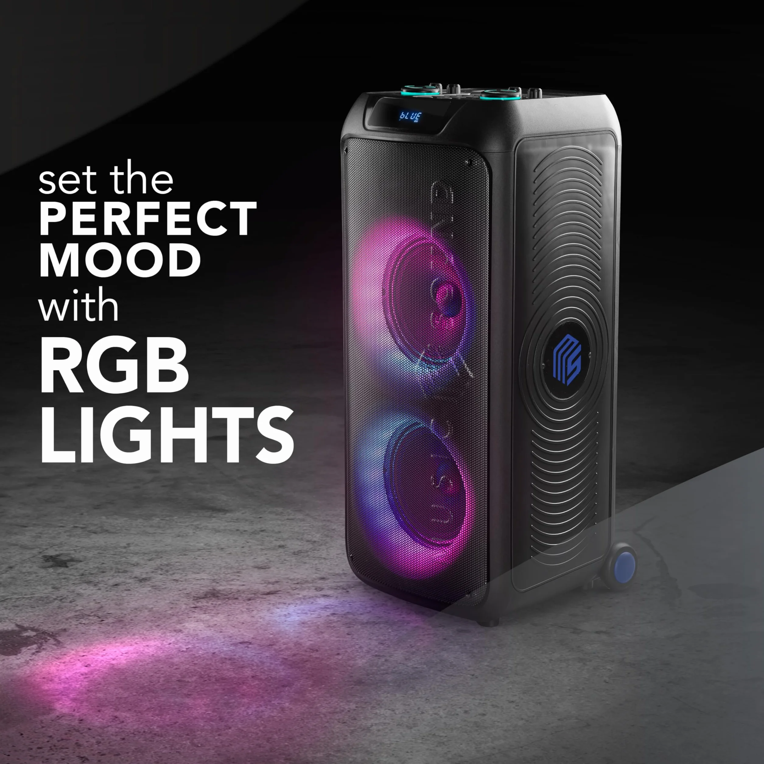 Music Sound Sound Box, przenośny głośnik Bluetooth, 110W, oświetlenie RGB Sync, True Wireless, uchwyt i koła, 3 godziny pracy na baterii, mocny dźwięk na imprezy na świeżym powietrzu
