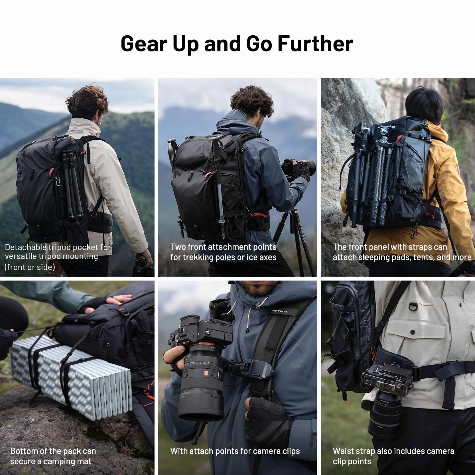 PGYTECH OnePro Focux plecak wodoszczelny, 25-35 l, do lustrzanek cyfrowych / lustrzanek / obiektywów bez lusterek, statywu, ochrona przed deszczem, plecak fotograficzny do wędrówek, z kieszenią na