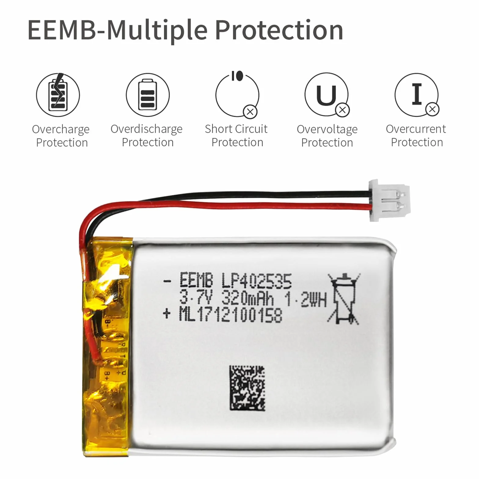 EEMB 3.7V 320mAh 402535 Bateria Lipo litowo-polimerowa złączem Molex