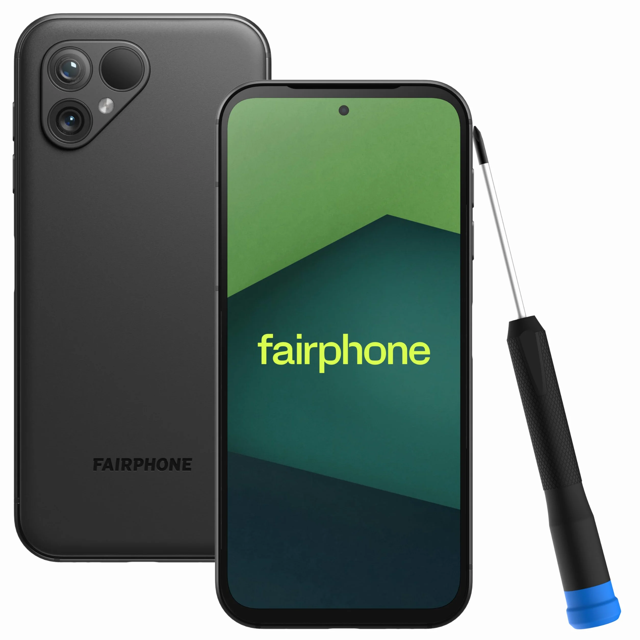 Smartfon Fairphone 5 5G Sustainable (wyświetlacz 6,46”, podwójny aparat 50 MP, 8 GB/256 GB, 4200 mAh, Android 14) ze śrubokrętem, czarny matowy