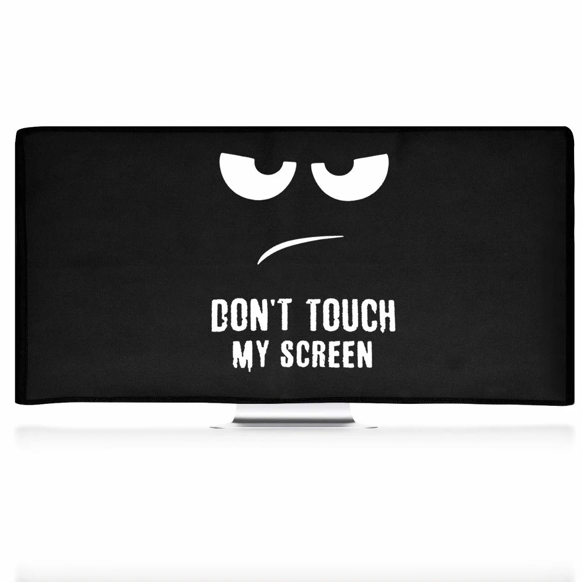 kwmobile Pokrowiec na monitor komputerowy kompatybilny z monitorem 86.4-89.9 cm - Don't Touch My Screen biały/czarny