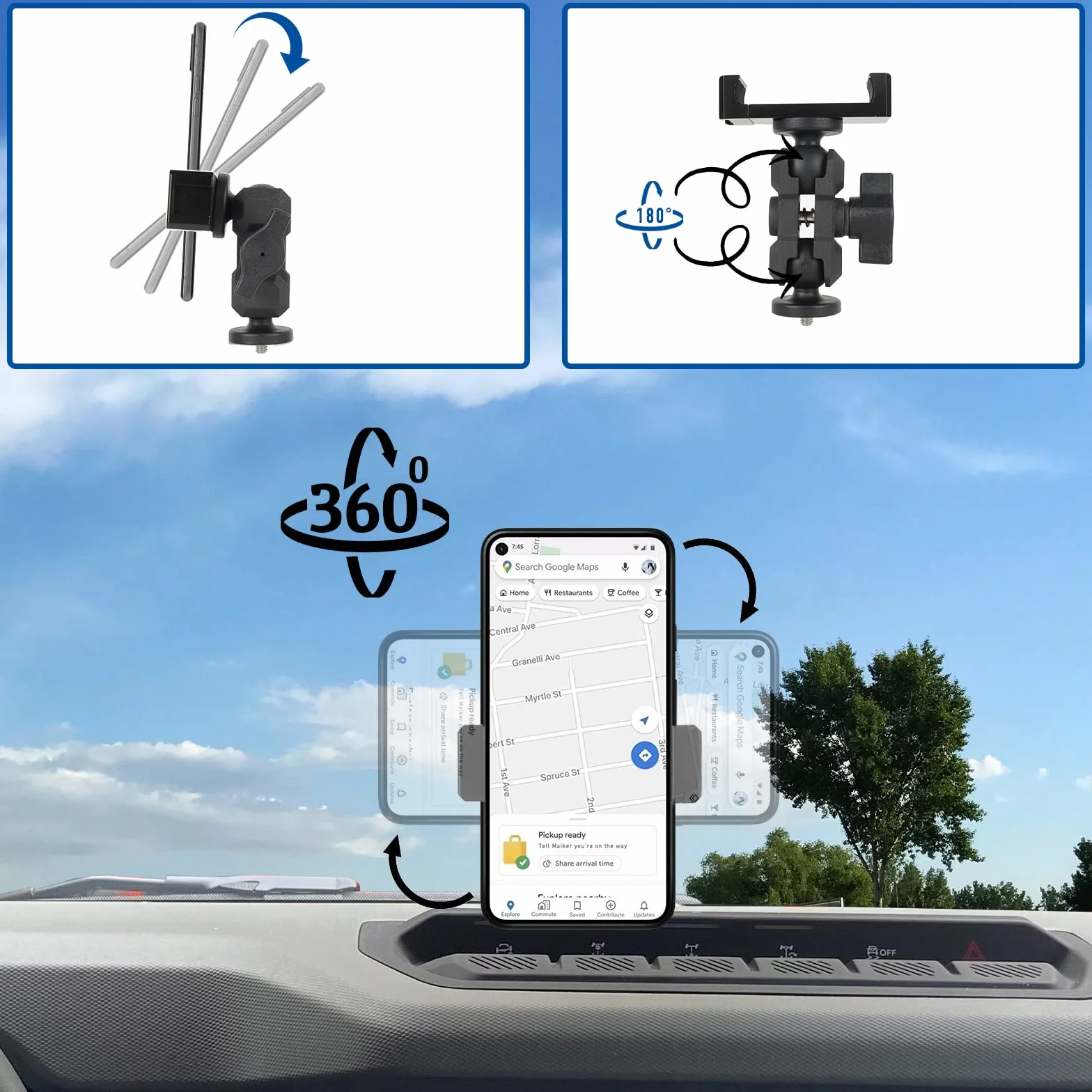 Uchwyt na telefon na deskę rozdzielczą ze stopu aluminium do akcesoriów Ford Bronco 2021 2022 stabilizator zapobiegający wstrząsom niestandardowy regulowany uchwyt na telefon na deskę rozdzielczą