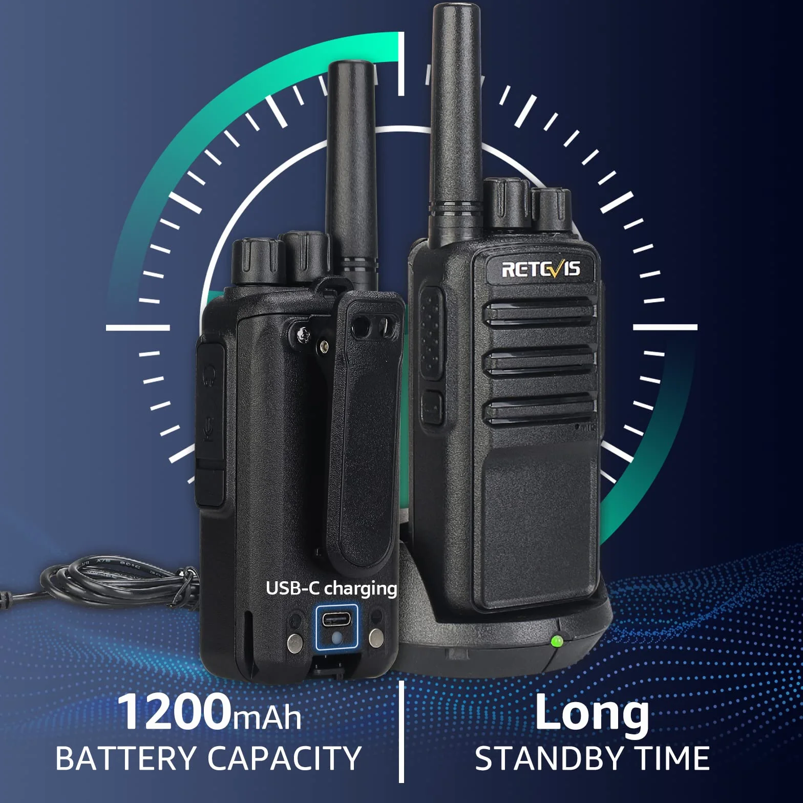 Retevis NR610 Walkie Talkie, Redukcja Szumów AI, Ręczne Walkie Talkie ze Słuchawkami, PMR446 VOX, 1200mAh USB-C Akumulator Krótkofalówki dla Dorosłych, Restauracja, Bezpieczeństwo (4 Sztuki, Czarny)