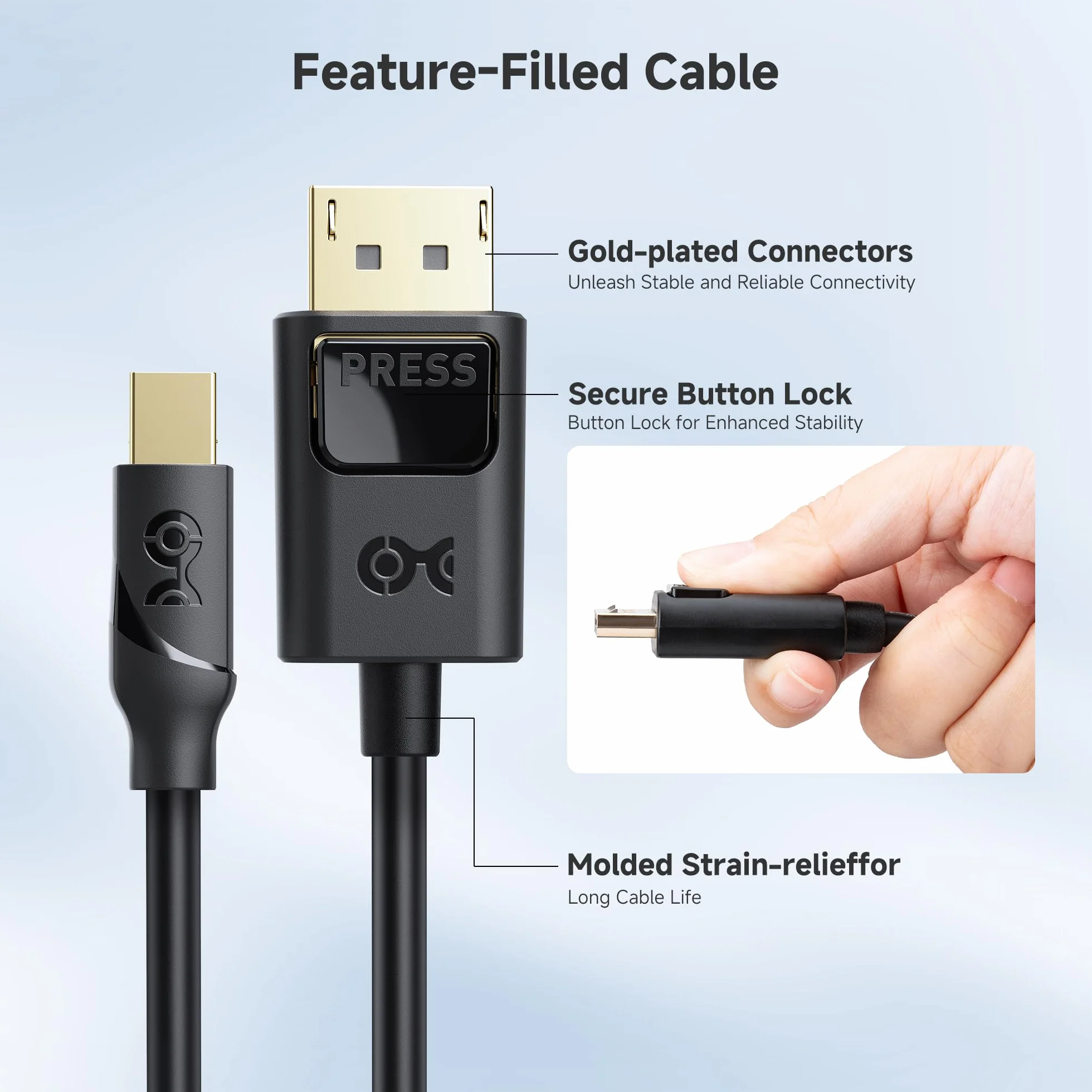 Cable Matters Kabel Mini DisplayPort do DisplayPort 8K (kabel DisplayPort do Mini DisplayPort 1.4) w kolorze czarnym 1,8 mz 7680x4320 przy 60 Hz - kompatybilny z portem Thunderbolt 2