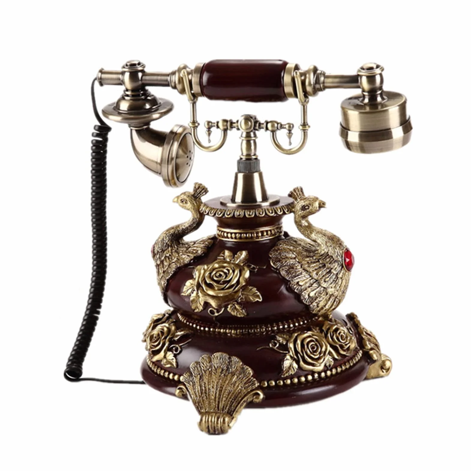 Antyczny telefon Zabytkowy telefon stacjonarny Retro Słuchawka przewodowa Staromodne telefony domowe Telefon domowy i biurowy