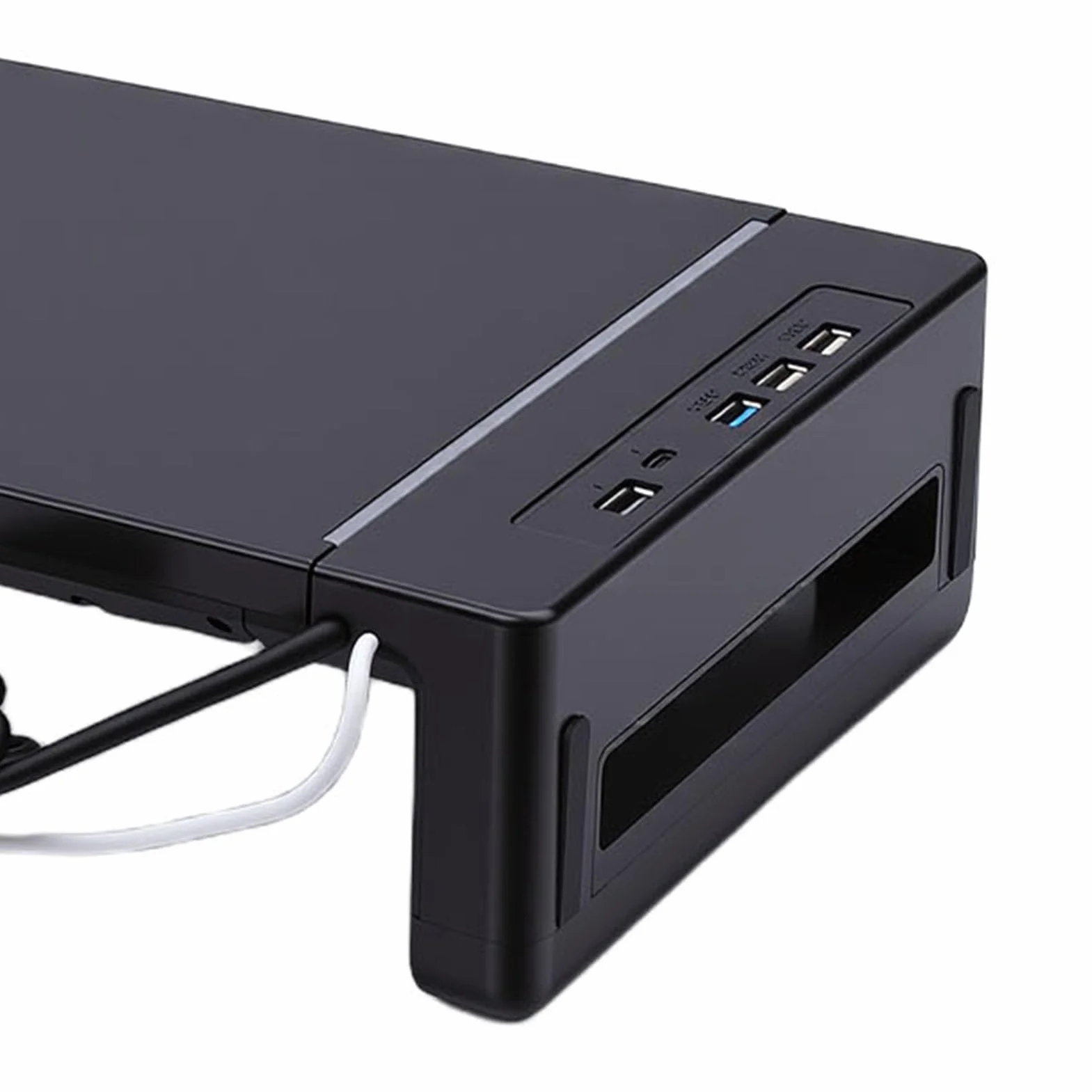 Regulowana, Składana Podstawka Pod Komputer ze Stojakiem, 4 Portami USB i wielofunkcyjną pamięcią masową Laptop, Telewizor, Drukarka i Głośnik - Znak Omice z Antypoślizgowymi Nóżkami