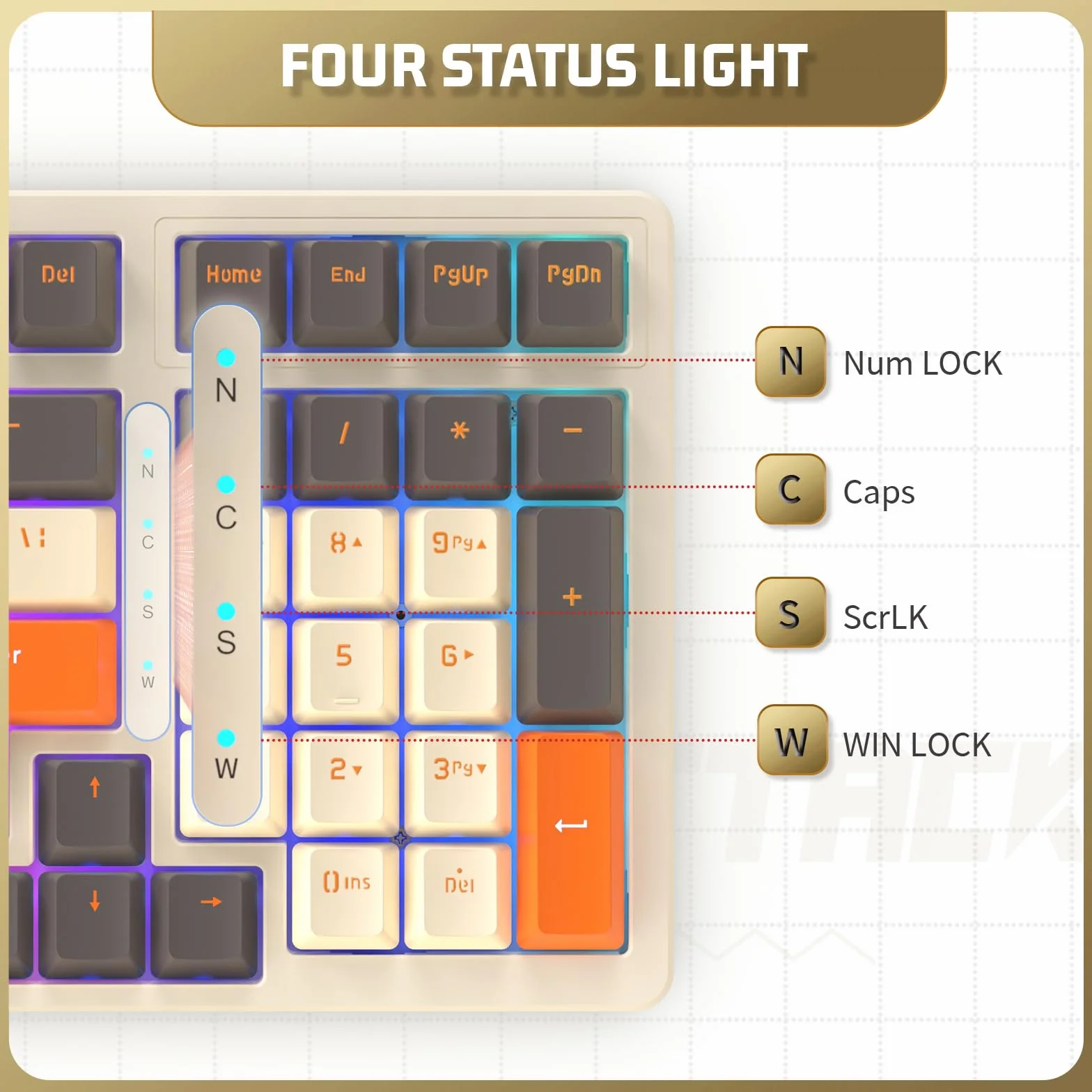 ATTACK SHARK K98 Przewodowa klawiatura mechaniczna do gier z odłączanym metalowym kablem USB C,18 LED RGB Illumination, Customized Red Switch, Programmable Actuation, 100 klawiszy dla Mac/Win（shimmer）