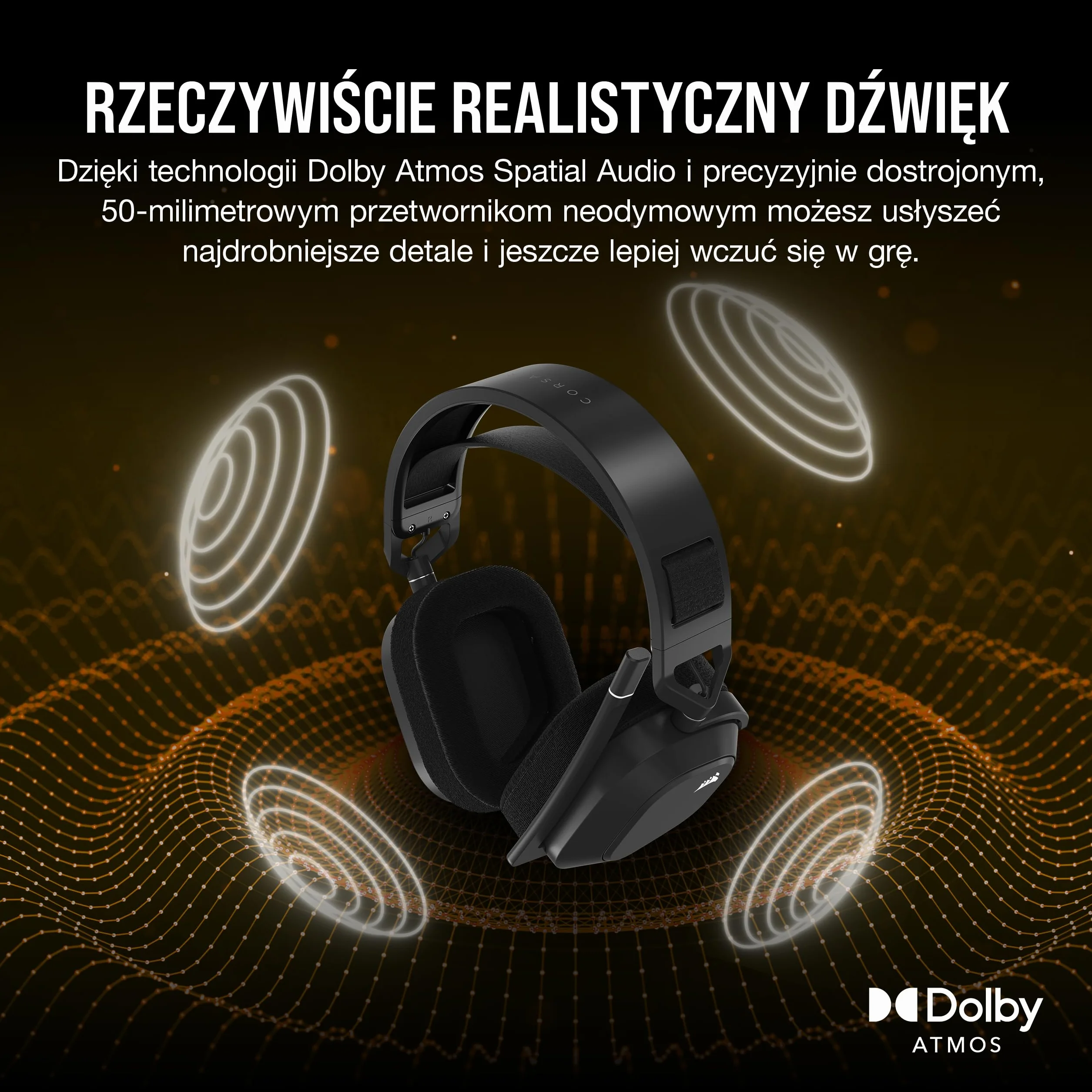CORSAIR HS80 MAX WIRELESS Wieloplatformowy Zestaw Słuchawkowy do Gier z Bluetooth - Dolby Atmos - Mikrofon o Jakości Transmisji - Kompatybilny z iCUE - PC, Mac, PS5, PS4, Mobile - Stalowo-Szary