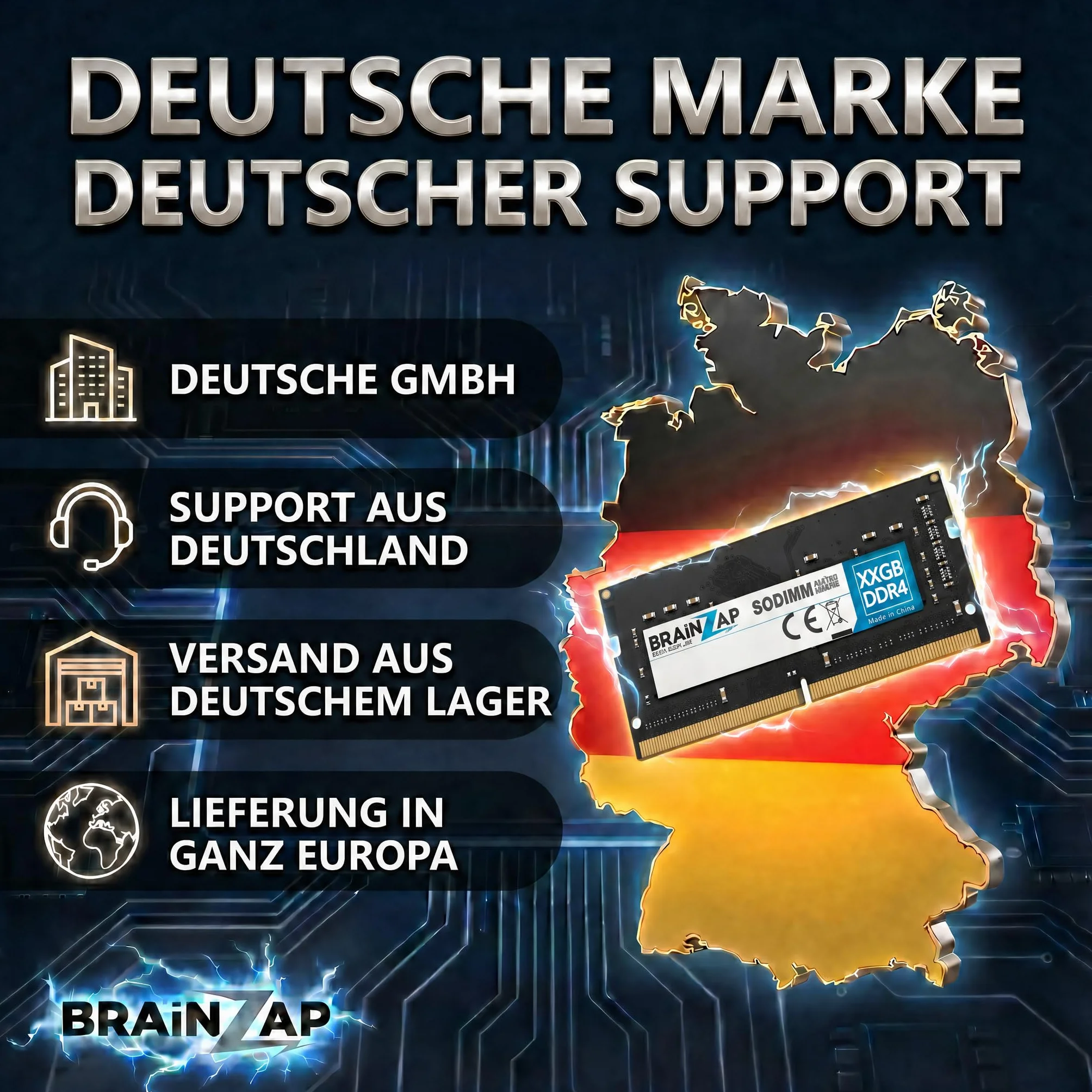 BRAINZAP 8 GB DDR4 RAM SO-DIMM PC4-3200AA-SA0-11 1Rx8 3200 MHz 1.2V CL22 notebook laptop pamięć robocza bez buforowania ECC
