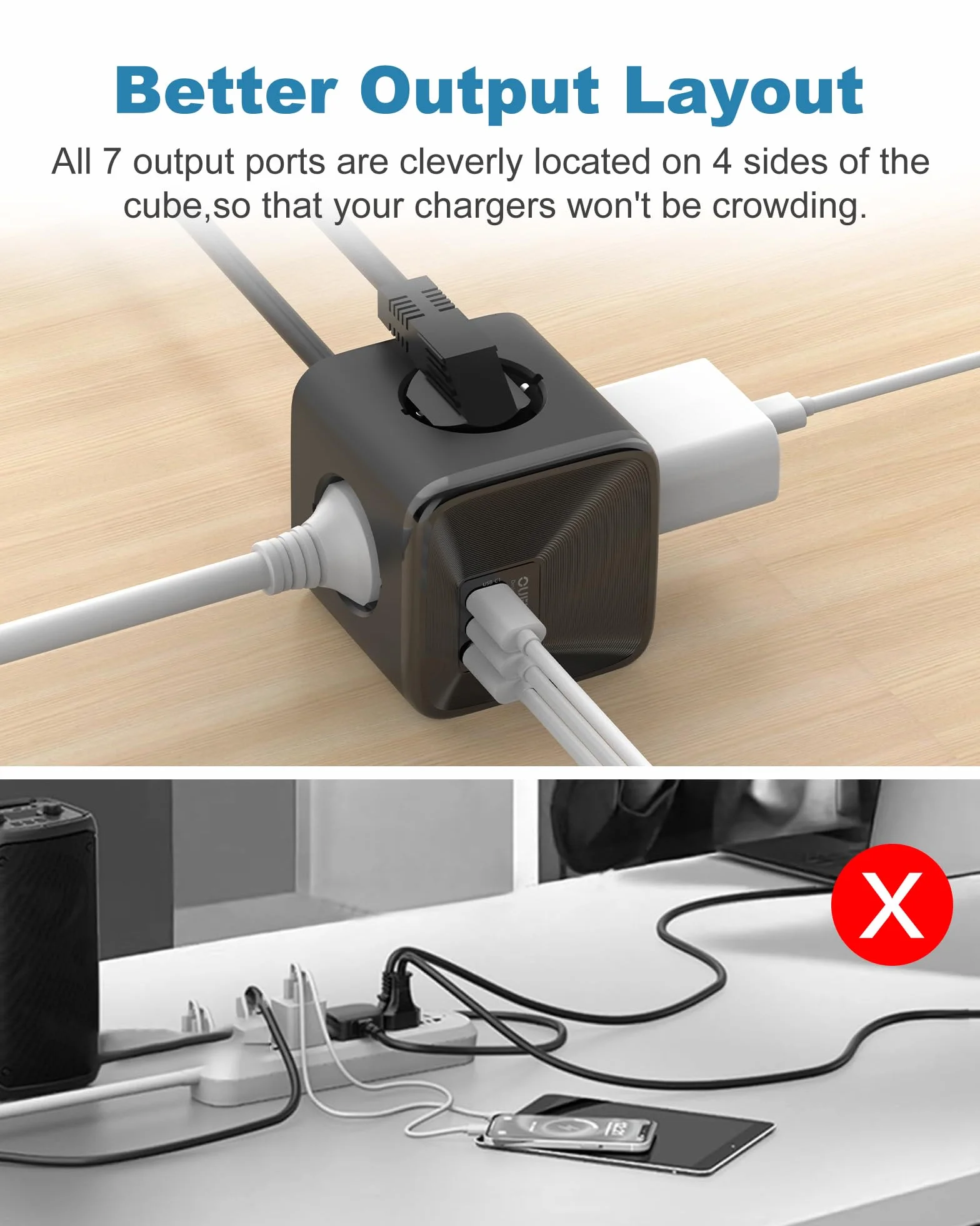 Listwa zasilająca z 4 gniazdami 4000 W, 2 USB C i 1 USB A 30 W, szybka ładowarka do MacBooka, iPada, iPhone'a 16/15/14/13/12, Galaxy S24, drukarka, dom, biuro, kabel o długości 1,5 m