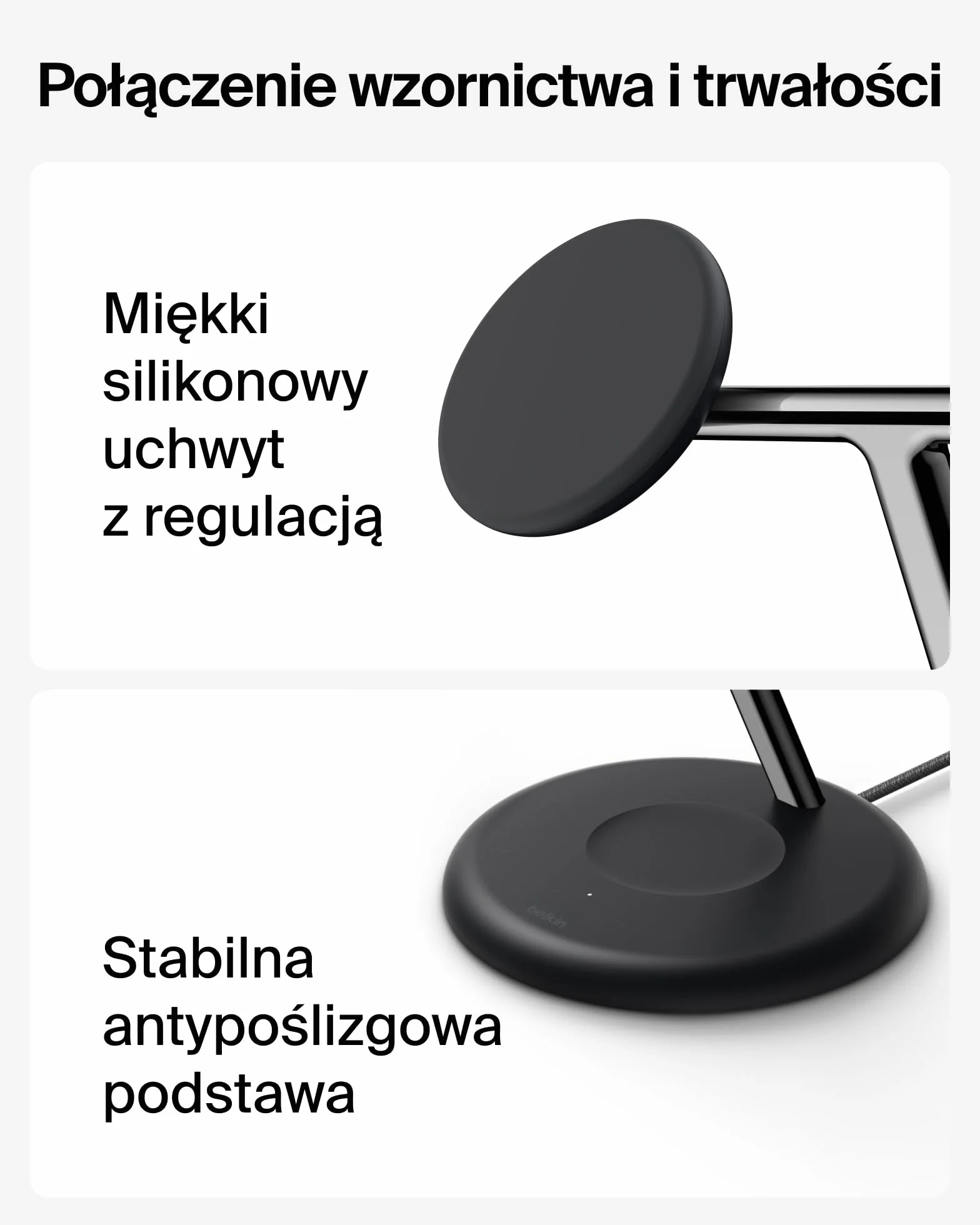 Belkin UltraCharge Bezprzewodowa Stacja Ładująca 3 w 1 z Qi2, 25 W – Czarna | Zgodna z MagSafe Ładowarka do Urządzeń iPhone, Apple Watch i Słuchawek, Certyfikat Qi2.2, z Kablem USB-C i Zasilaczem 45 W
