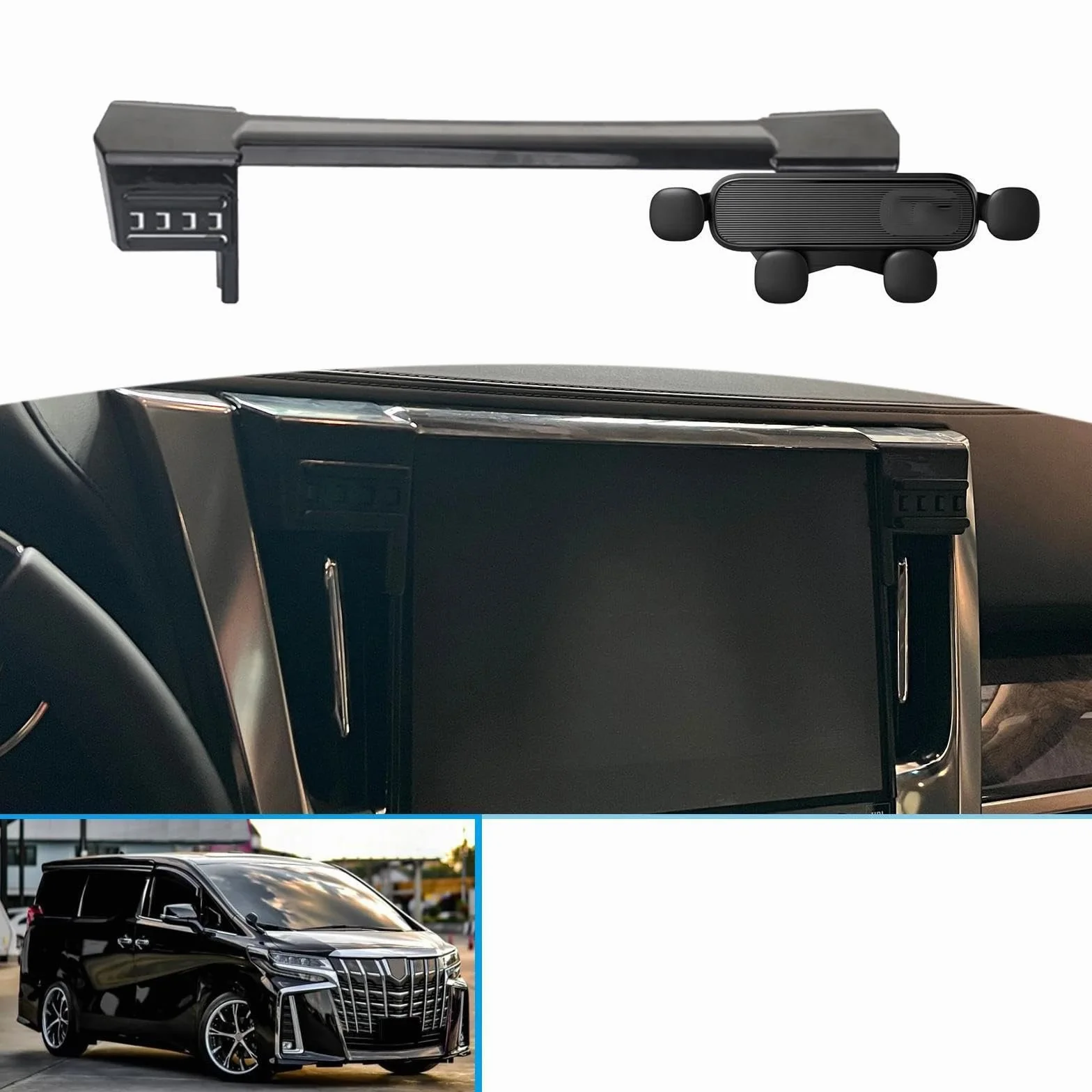 Uchwyt Samochodowy na Telefon dla Toyota Alphard Vellfire 30 Series AH30, uchwyt samochodowy na telefon komórkowy, stojak na nawigację GPS (podstawa i uchwyt 12)
