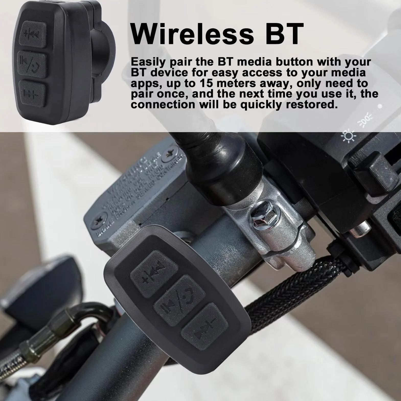Elektroniczny Przycisk Multimedialny Bluetooth Pilot Samochód Rower Motocykl Kierownica Muzyka Wodoodporny Akumulator Telefon Rowerowy Pilot do Systemu IOS lub Android z Uchwytem