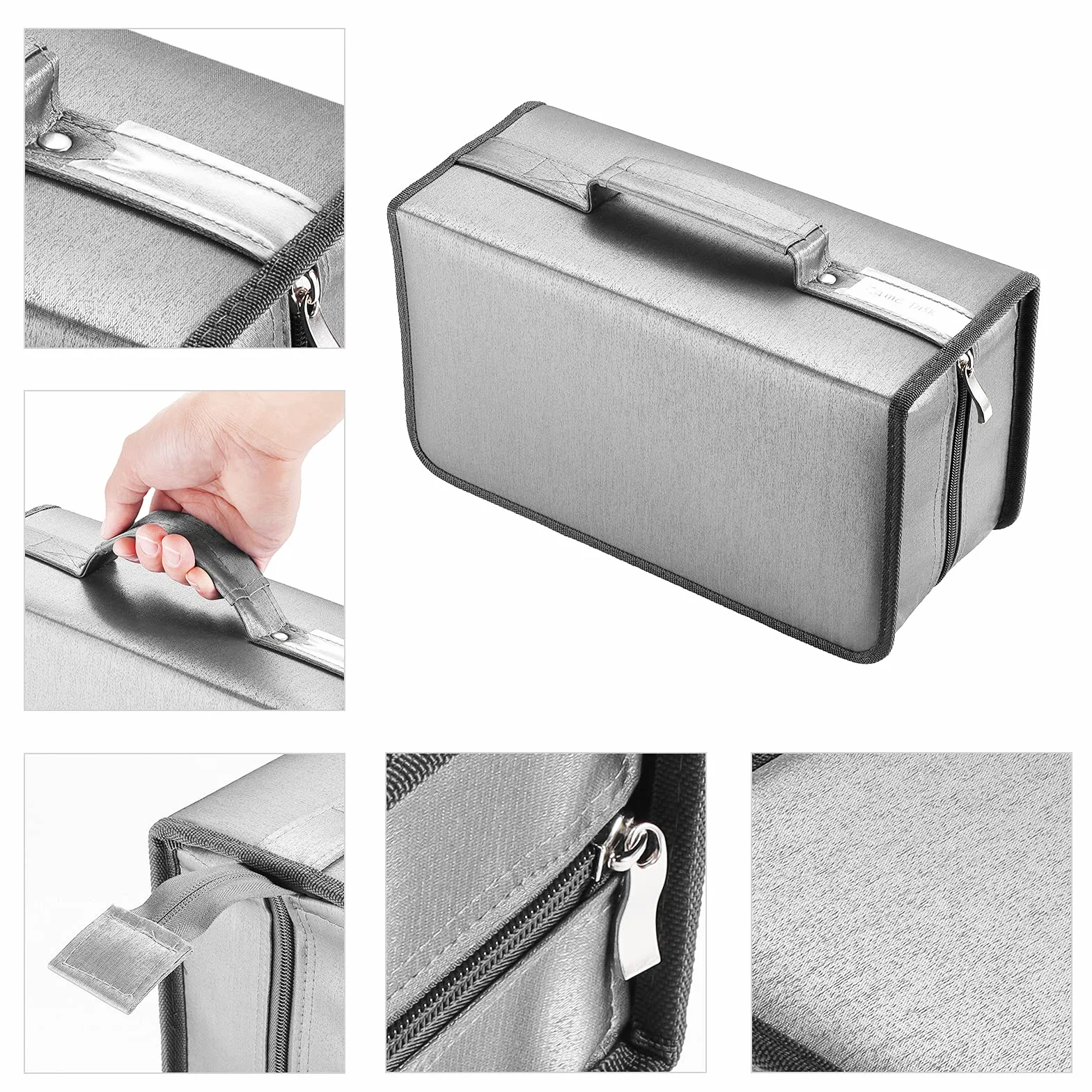 Etui na CD nylon 160 cm portfel do przechowywania płyt organizer z uchwytem na karty szary