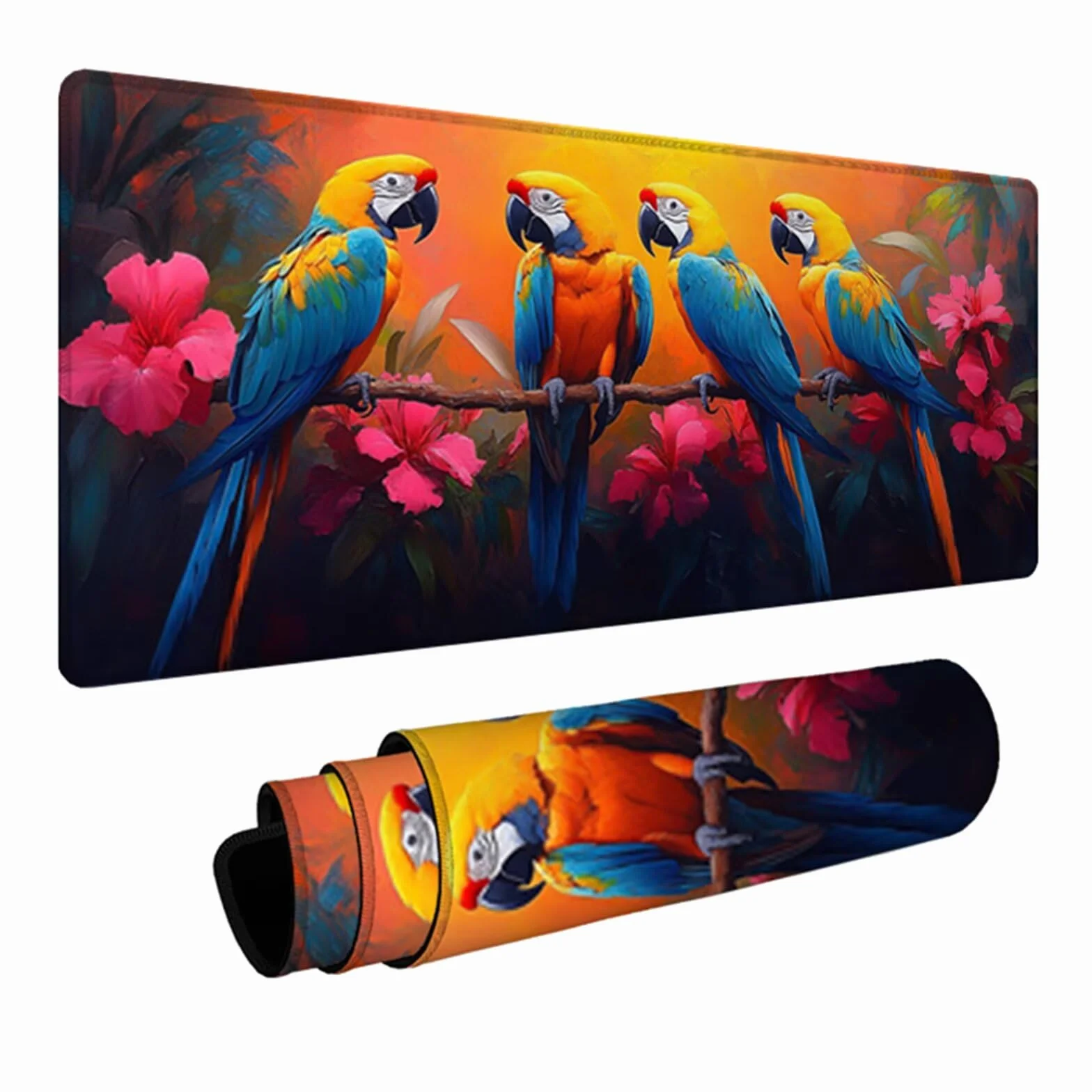 Podkładka pod mysz do gier 1200 x 600 x 3 mm, mata na biurko XXL ptak, mata na biurko z antypoślizgową gumową podstawą, podkładka pod mysz z szytymi krawędziami, akcesoria do gier do laptopa 7-6537