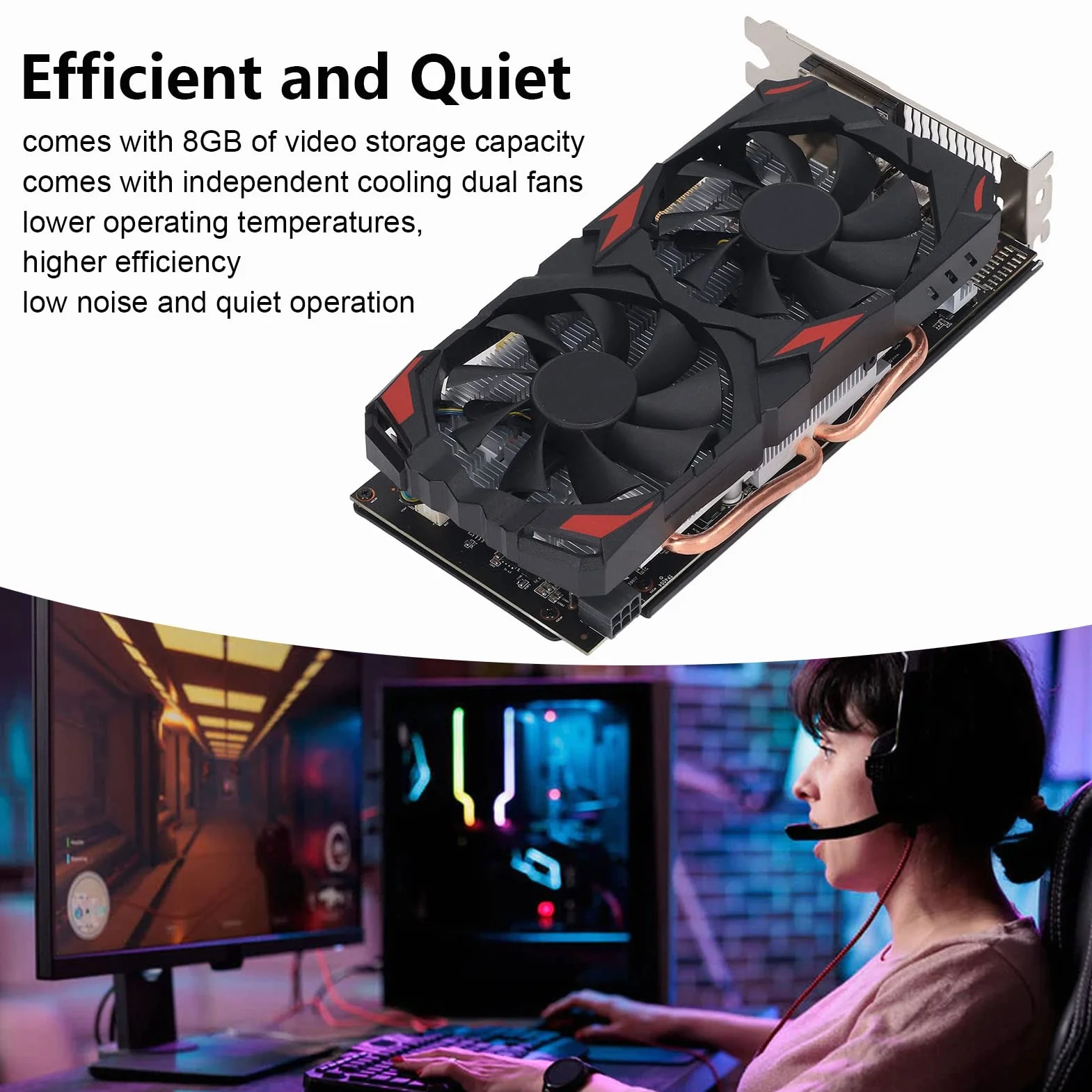 Karta Graficzna Radeon RX 580 8GB GDDR5 Karty Graficzne do Gier 256BIT Karta Graficzna RX 580 z Dwoma Wentylatorami DVI DP HDML Plug and Play
