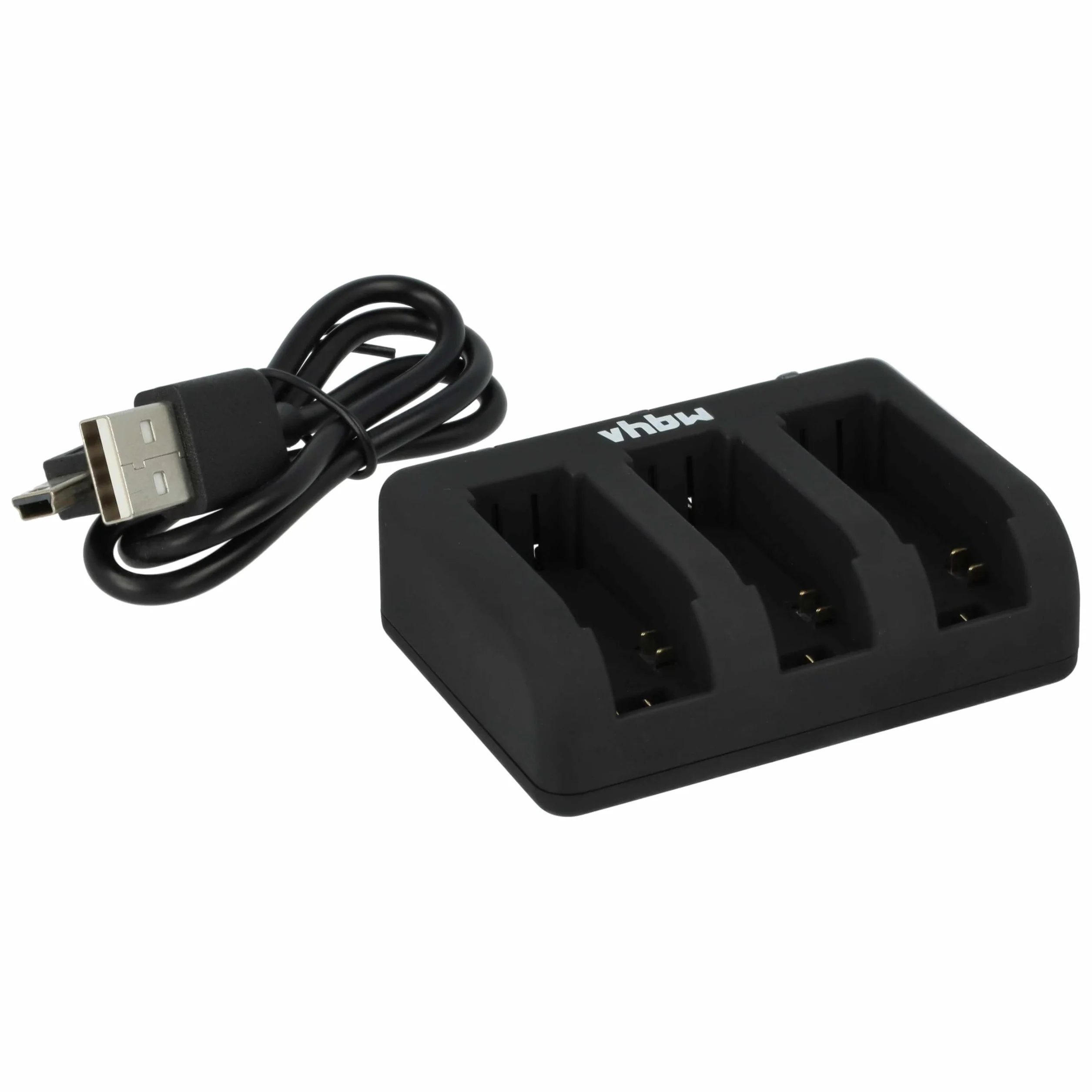 vhbw Ładowarka kompatybilna z GoPro HD Hero 4 Black Edition kamera do surfowania - 3-gniazdowa kołyska, wskaźnik stanu ładowania