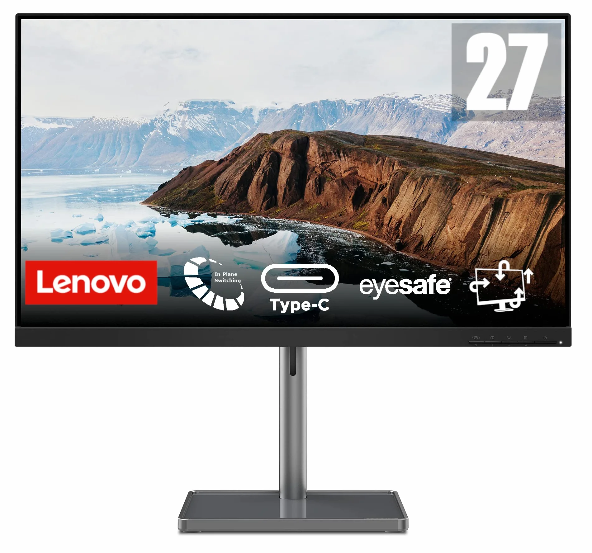 Lenovo L27m-30 monitor do gier - 27" FullHD (1920x1080, IPS, 4 ms, 75Hz, wejście HDMI+VGA+USB typu C, kabel USB-C do USB-C, FreeSync) Regulowany nachylenie/wysokość/obrót/obrót - czarny