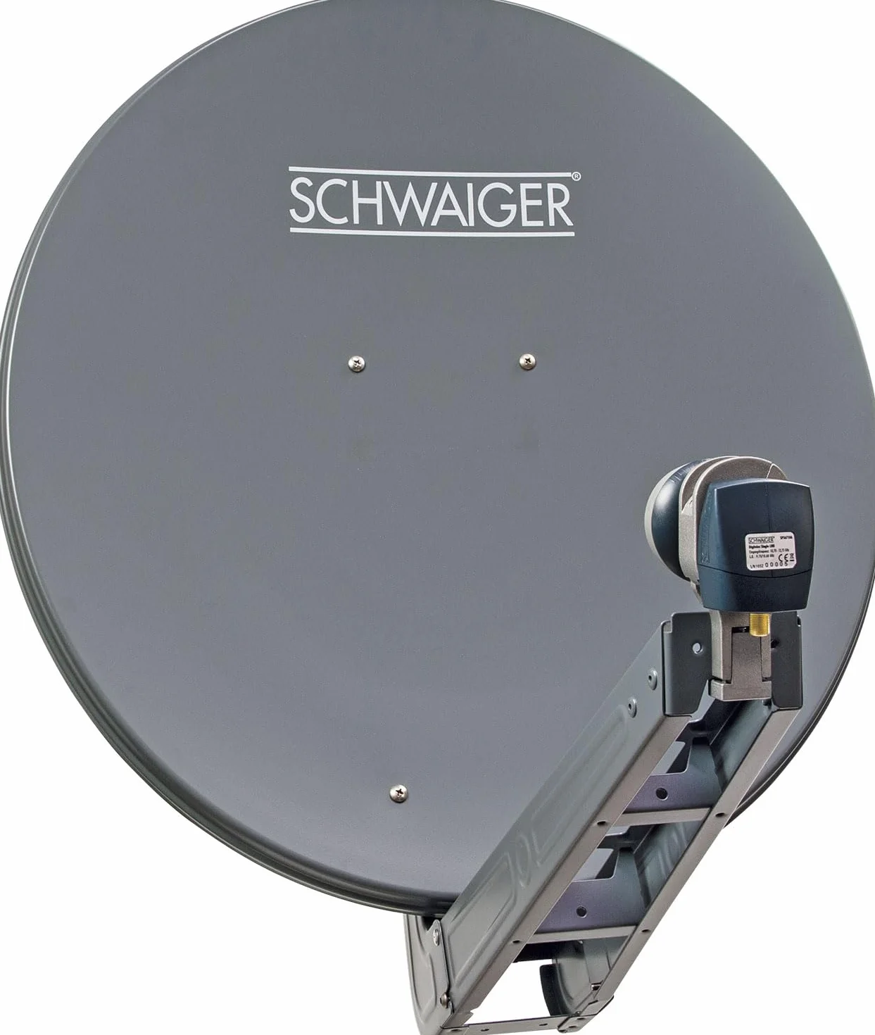 SCHWAIGER -4630- System satelitarny | Antena satelitarna | 75 cm | Antena satelitarna z aluminium | Konwerter Quad | cyfrowy | 4 uczestników | 8 złącz F | 7 mm | 75 x 80 cm | antracyt