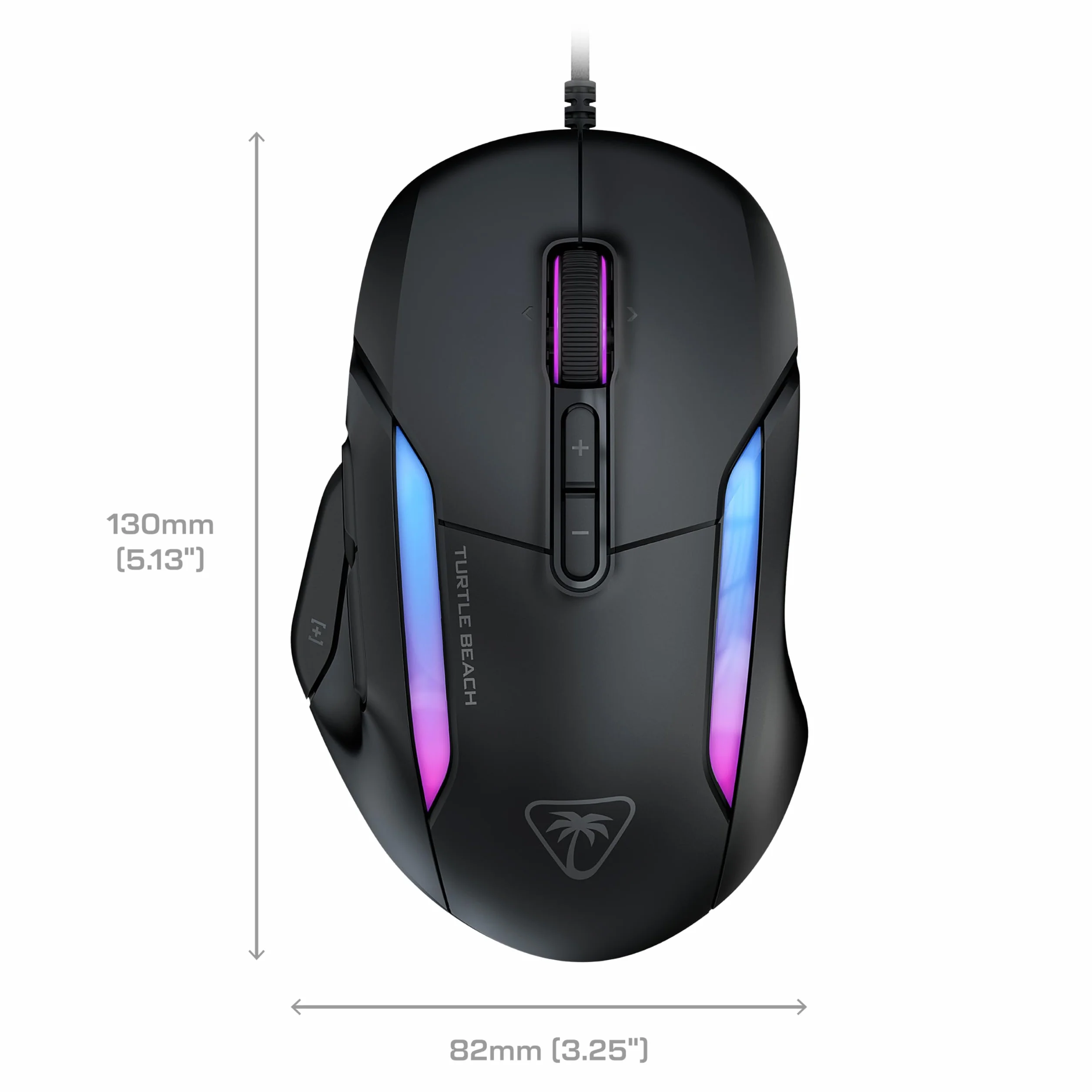 Turtle Beach Kone II Przewodowa ergonomiczna mysz do gier RGB, czujnik optyczny 26K DPI, prze??czniki optyczne 100 m, 23 konfigurowalne wej?cia, kó?ko przewijania 4D, czyste ?lizgacze PTFE, popielaty