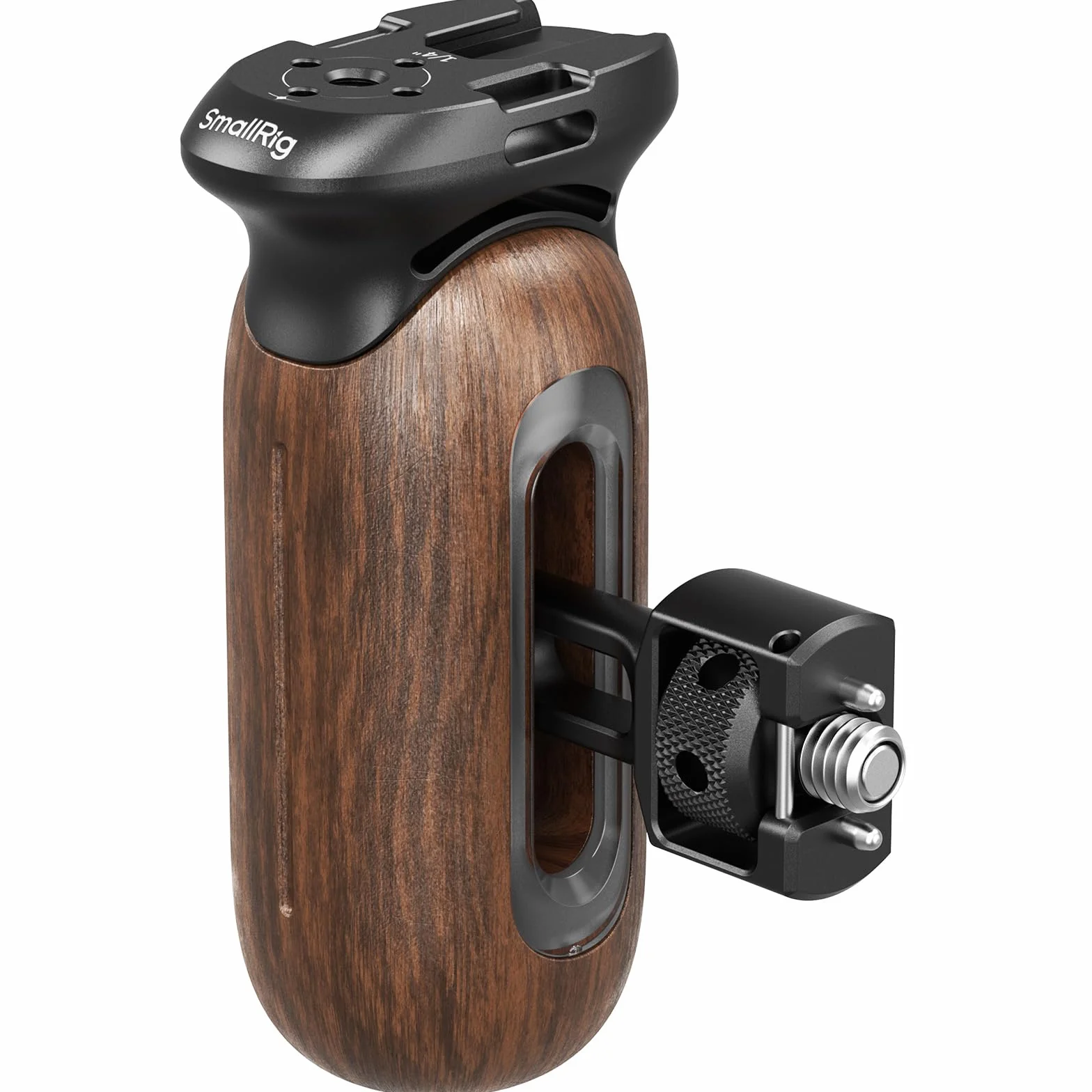 SMALLRIG Drewniany uchwyt boczny do klatek kamerowych ze śrubą ustalającą 2 w 1, ergonomiczny uchwyt po lewej lub prawej stronie, regulacja pionowa 29 mm / 1,14 cala, udźwig 15 kg / 33,1 funta - 5238