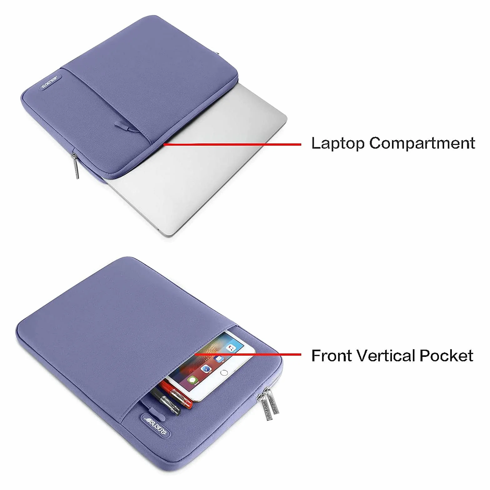 MOSISO Pokrowiec na laptopa, wielofunkcyjna torba z poliestru, kompatybilna z laptopem 13 cali, pionowy etui z kieszonką, lavender gray (lawendowy szary)