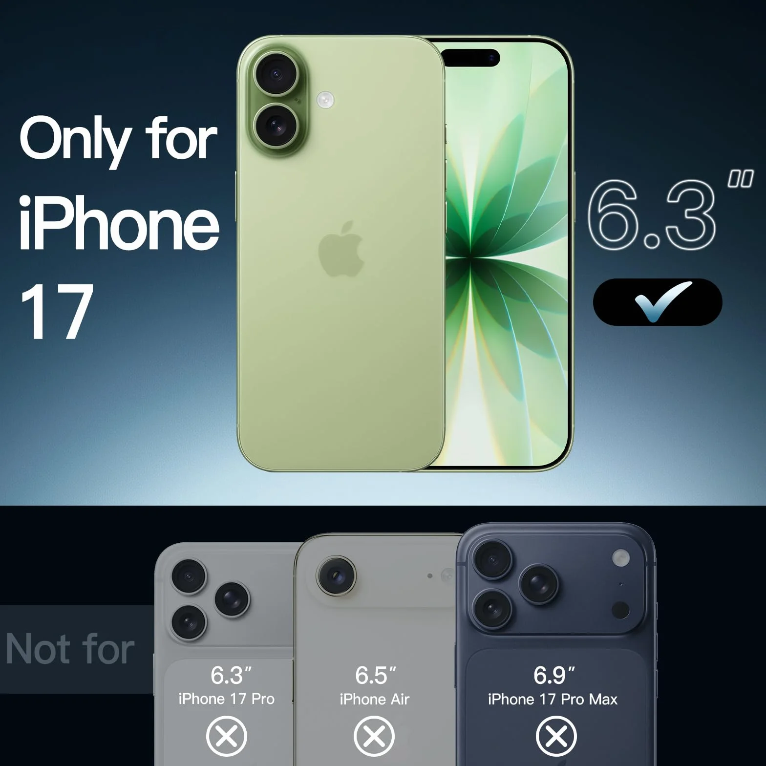 JETech Etui dla iPhone 17 6,3 Cala, Nieżółknące Odporne na Wstrząsy na Bumper Telefonu Osłona, Odporny na Zarysowania Przejaśniać Tył (Szałwia)